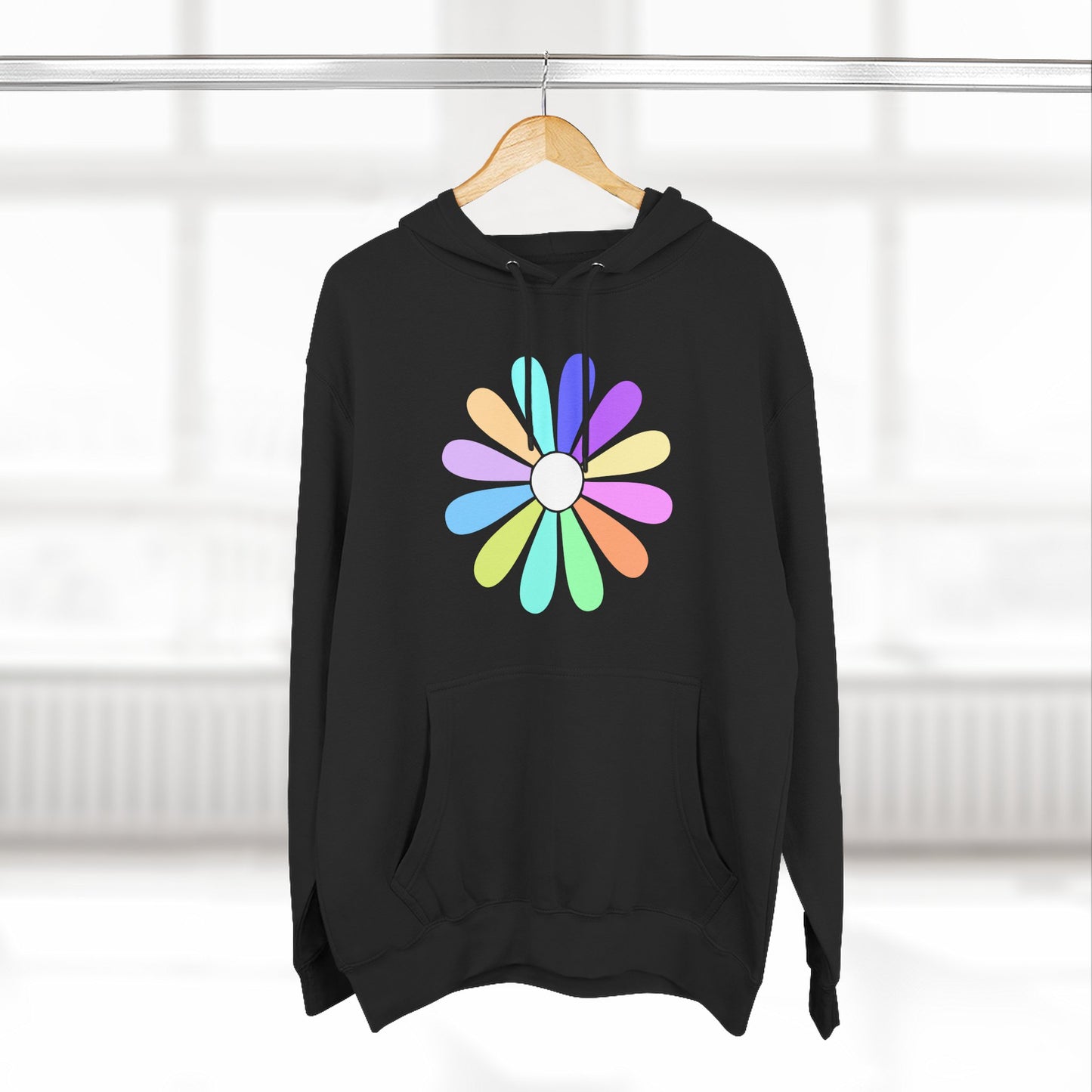 Rainbow Bloom Positivity Three-Panel Fleece Hoodie - snazzymerch