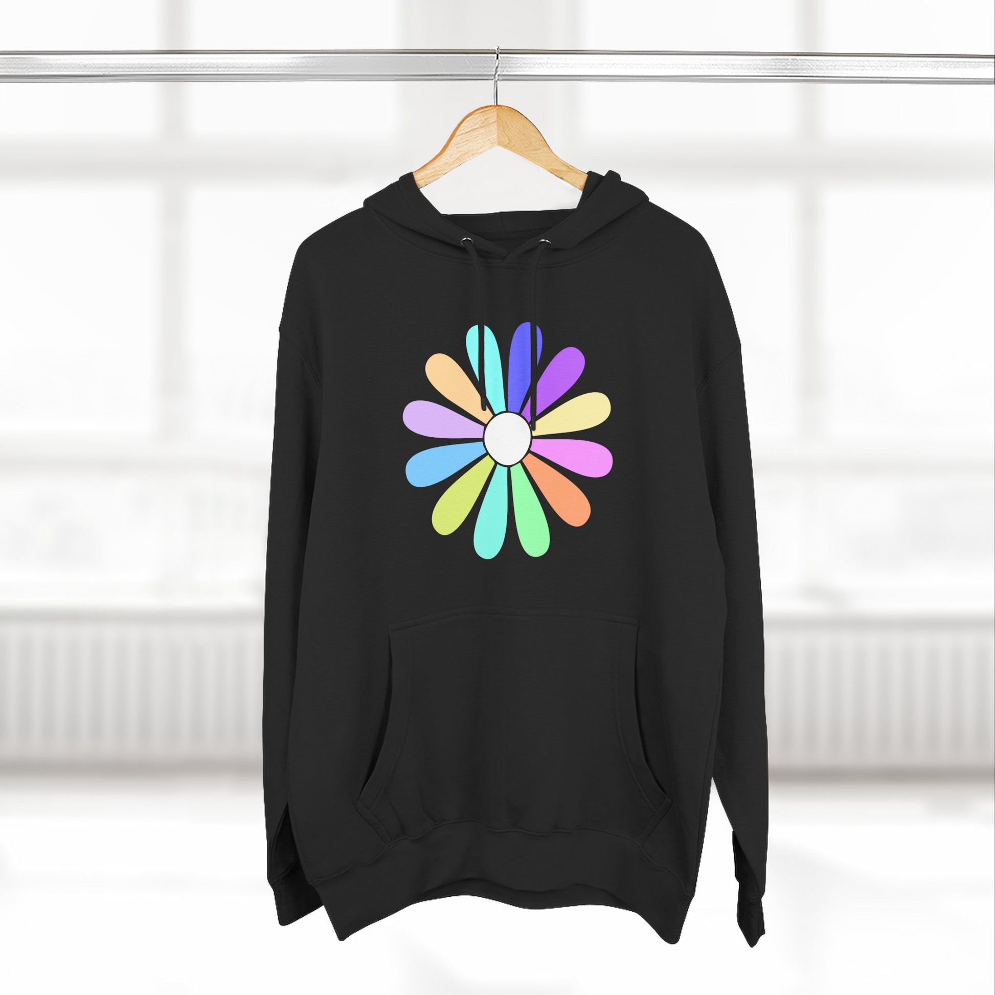Rainbow Bloom Positivity Three-Panel Fleece Hoodie - snazzymerch