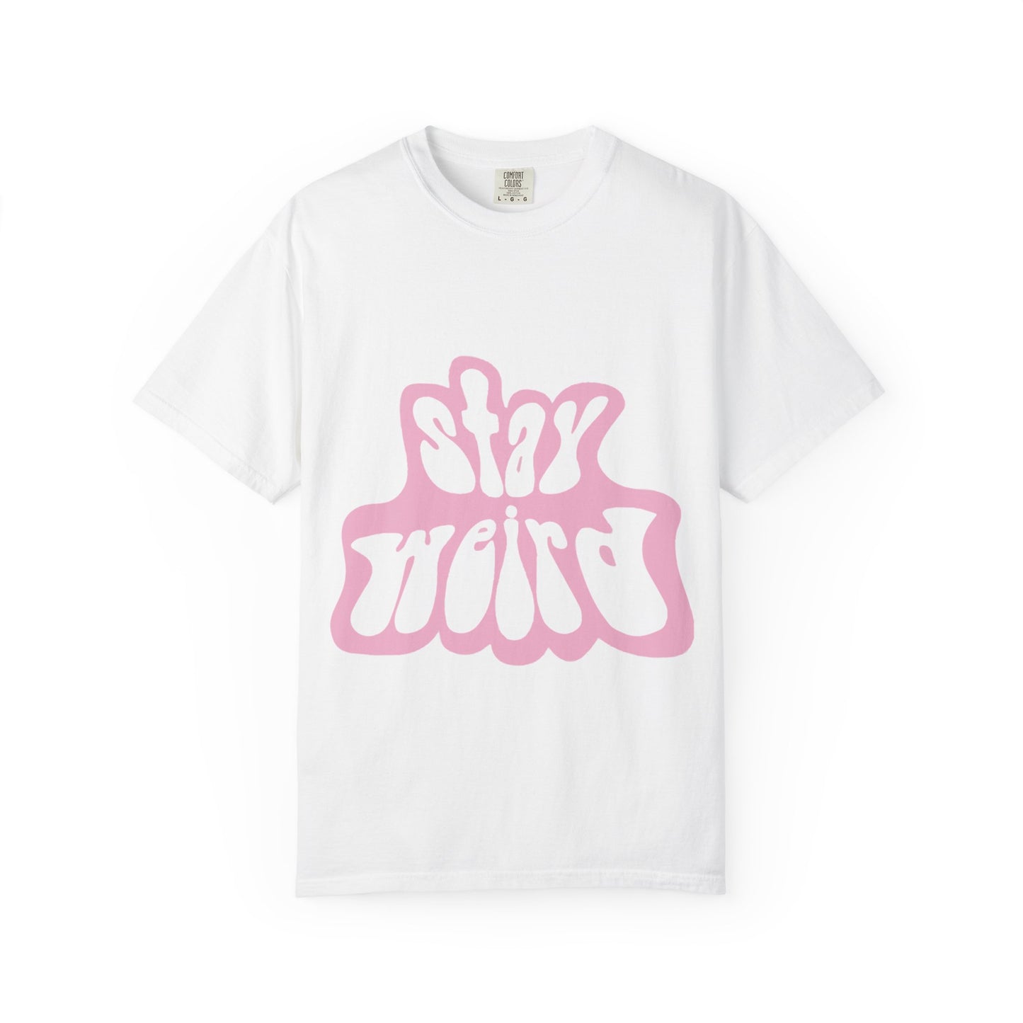 Retro Pink “Stay Weird” Typography Unisex Garment-Dyed T-shirt - snazzymerch