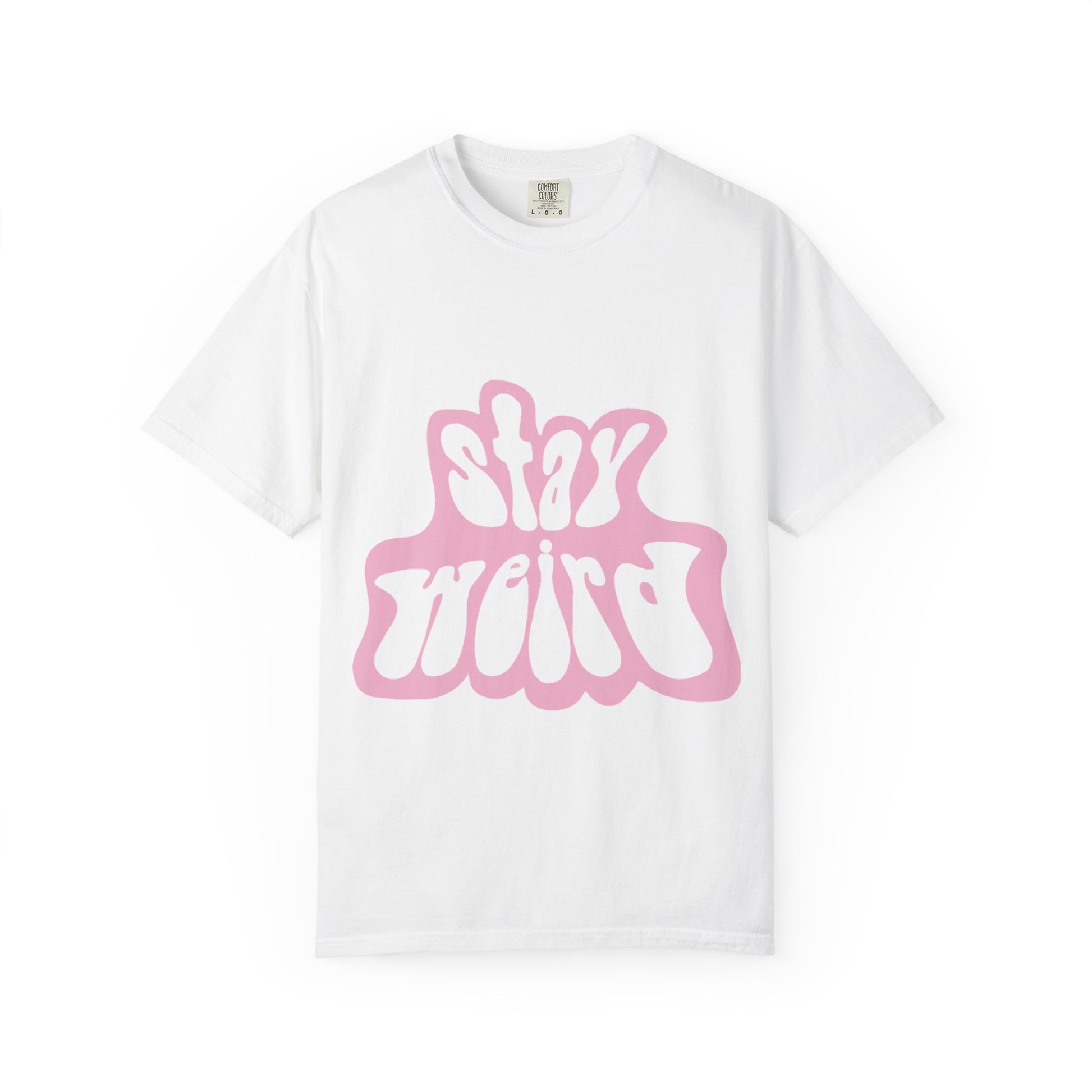 Retro Pink “Stay Weird” Typography Unisex Garment-Dyed T-shirt - snazzymerch
