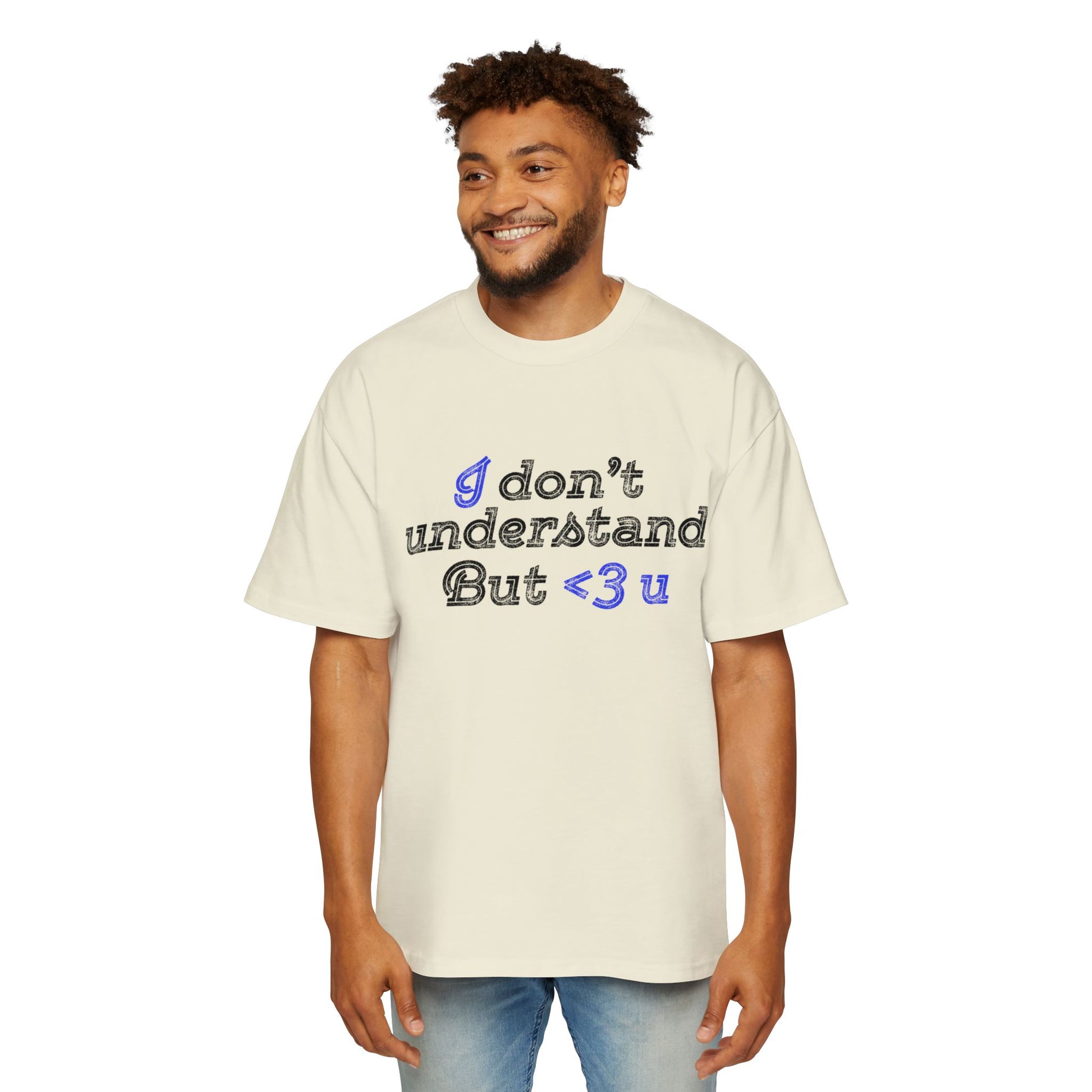 I <3 U Blue Type Men's Heavy Oversized Tee - snazzymerch