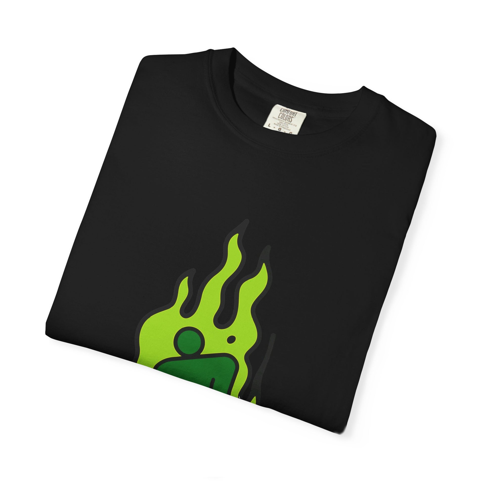 Billie Eilish Inspired Dyed T-shirt – Green Flame Icon Edition Printify