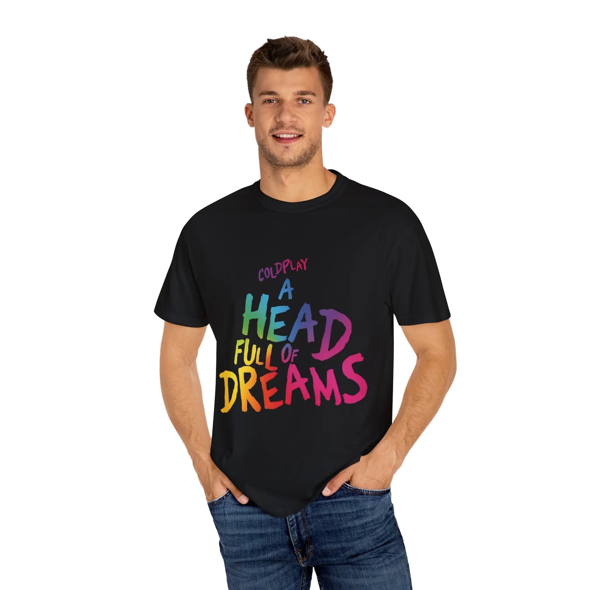 Unisex Garment-Dyed T-Shirt Inspired by Coldplay’s Iconic A Head Full of Dreams Printify