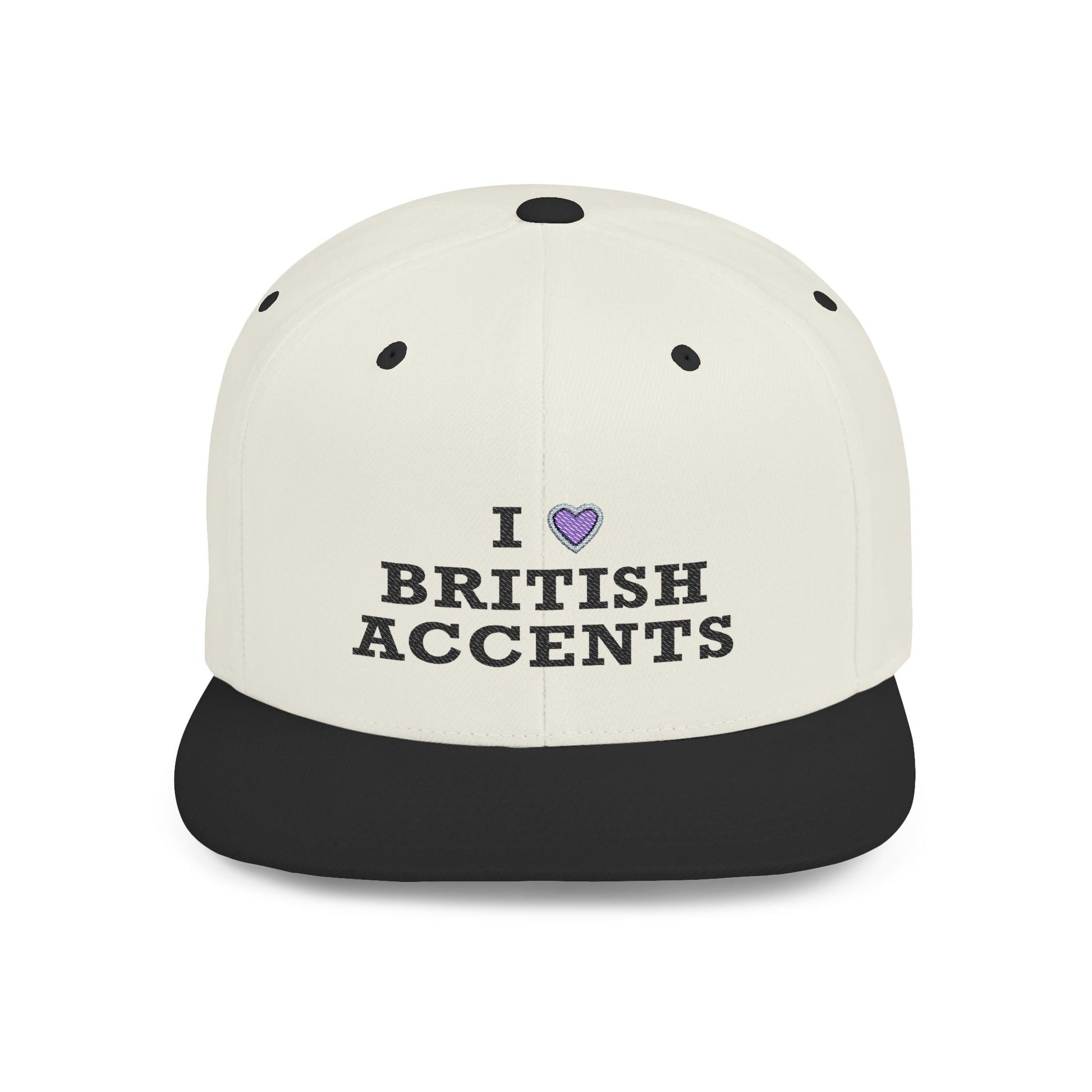 I Love British Accents - Flat Bill Snapback Printify
