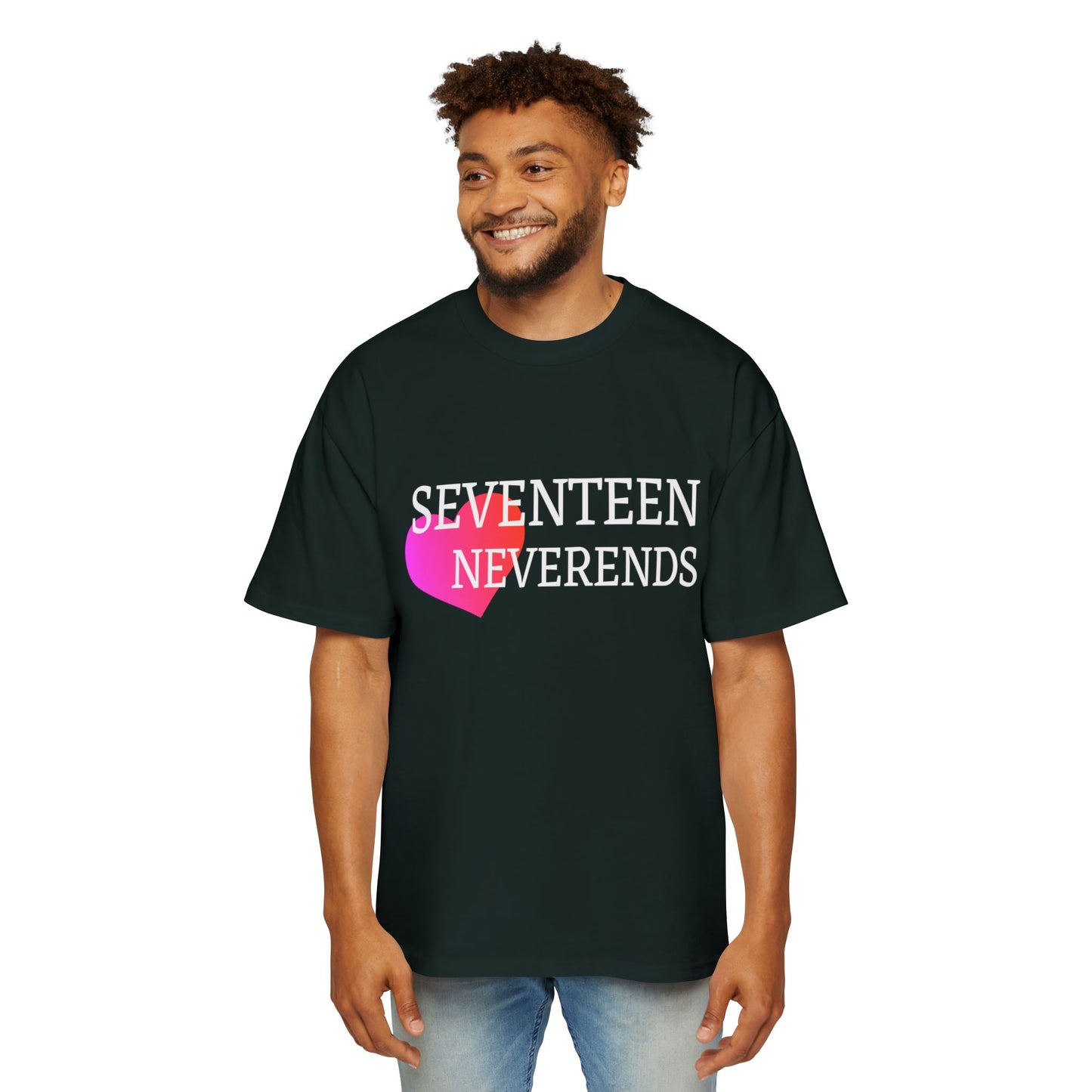 Never Ends Heart Men's Heavy Oversized Tee - snazzymerch