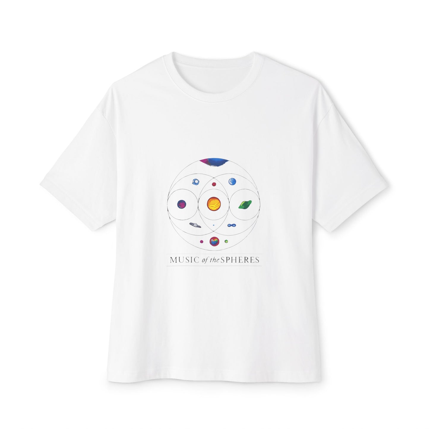 Colorful Planetary Orbit Diagram Unisex Oversized Boxy Tee Printify