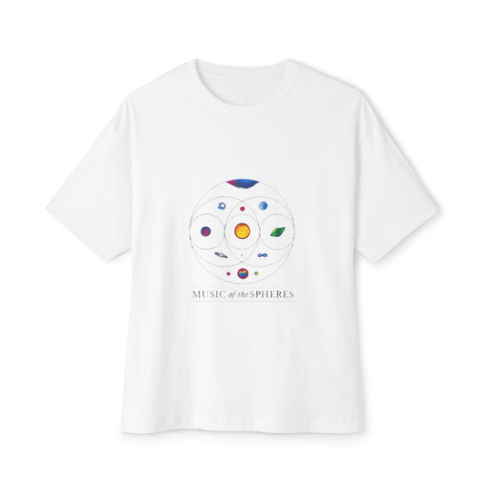 Colorful Planetary Orbit Diagram Unisex Oversized Boxy Tee Printify