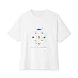 Colorful Planetary Orbit Diagram Unisex Oversized Boxy Tee Printify