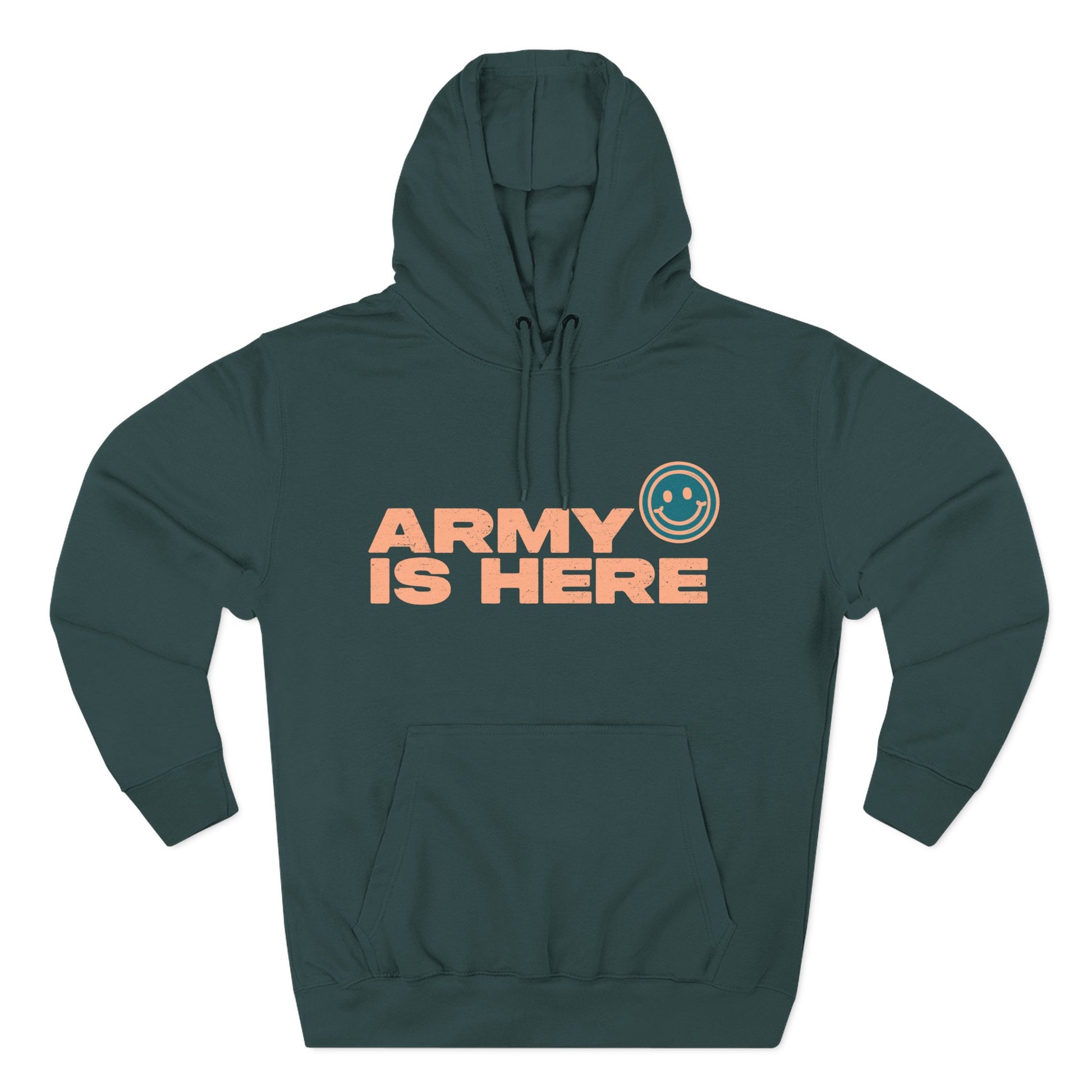 Smiley Army Vibe Three-Panel Fleece Hoodie - snazzymerch