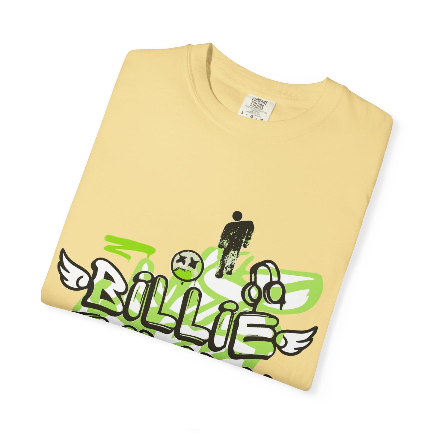 Billie Eilish Inspired Dyed T-shirt – Grunge Angel Graffiti Edition Printify