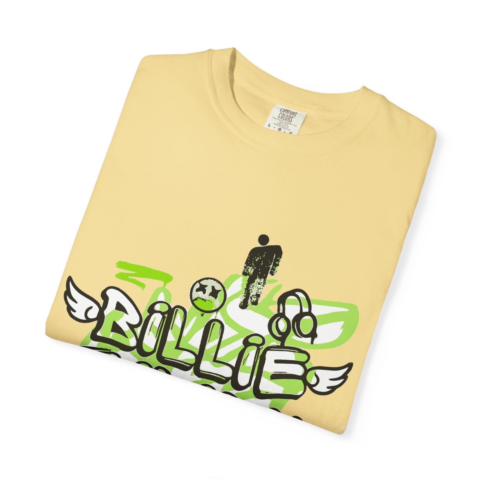 Billie Eilish Inspired Dyed T-shirt – Grunge Angel Graffiti Edition Printify