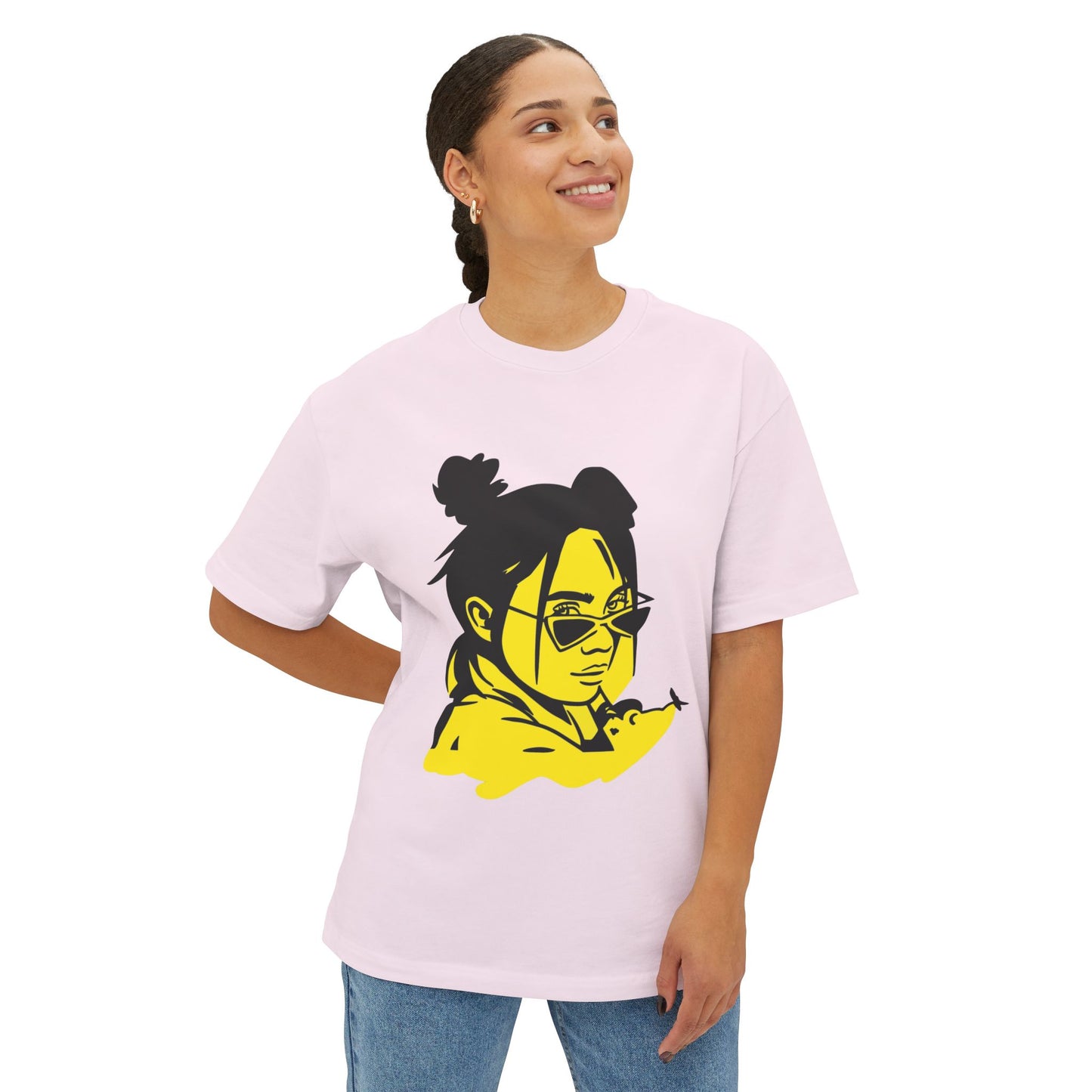 Neon Mood Portrait Oversized T-Shirt – Vibrant Streetwear Edition Printify