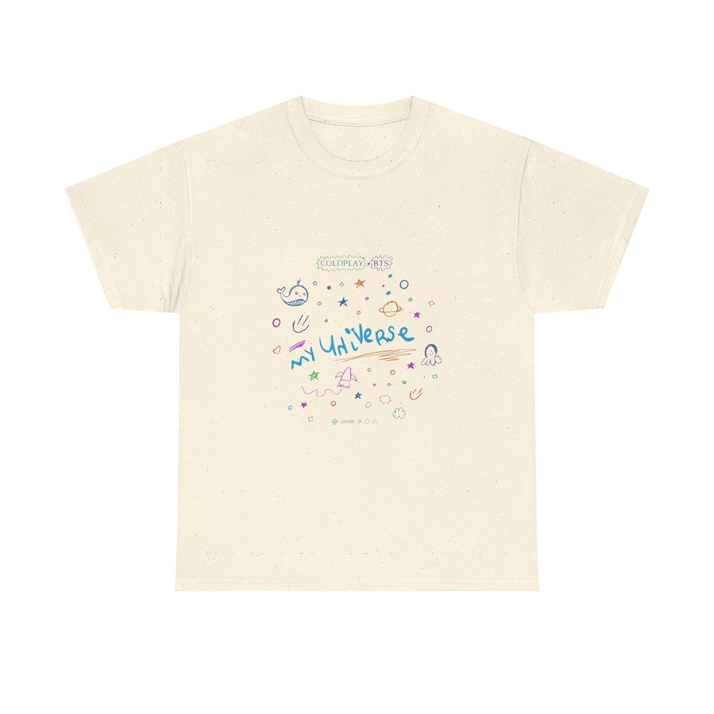 Neon Space Doodles Unisex Cotton Tee Printify