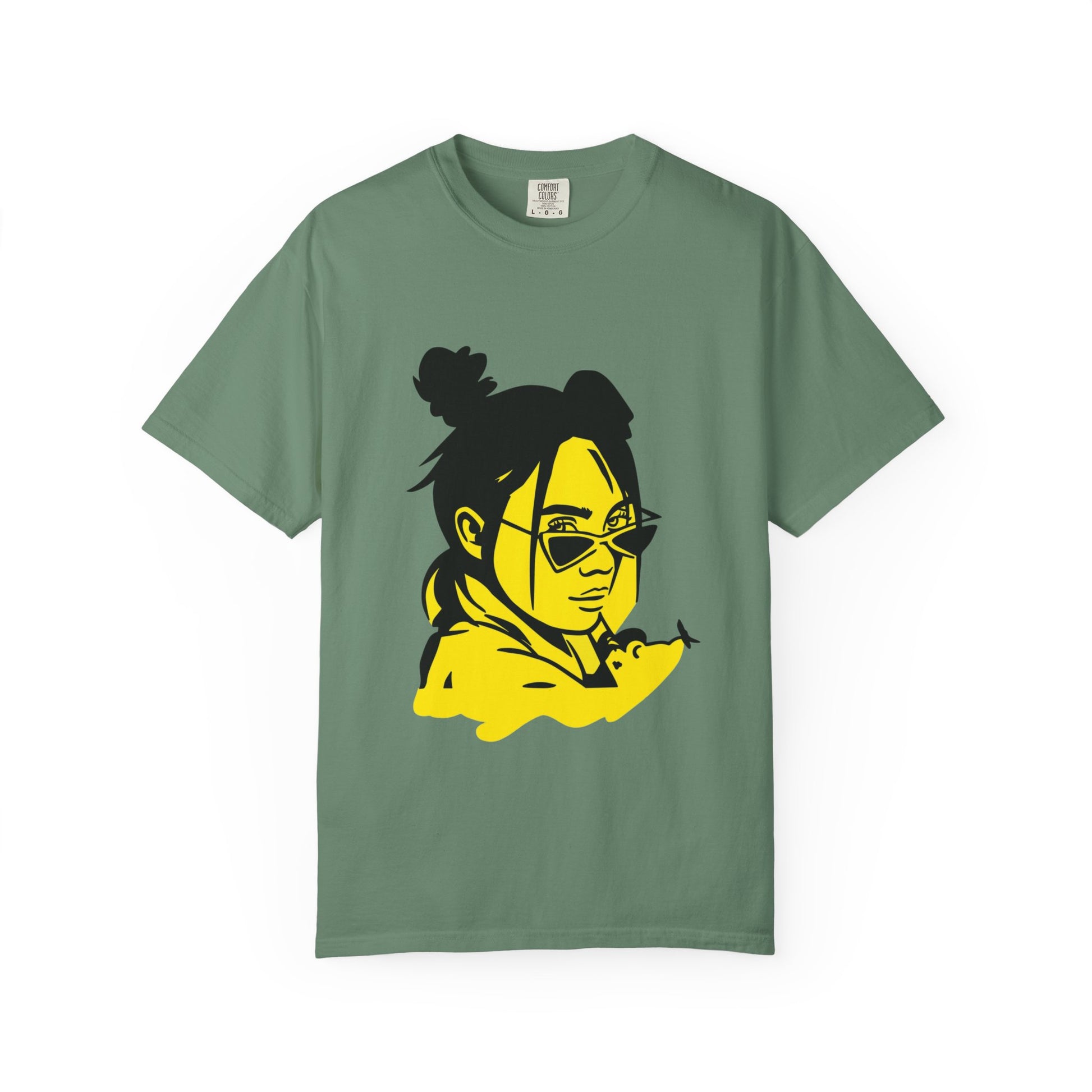 Billie Eilish Inspired Dyed T-shirt – Neon Mood Portrait Edition Printify
