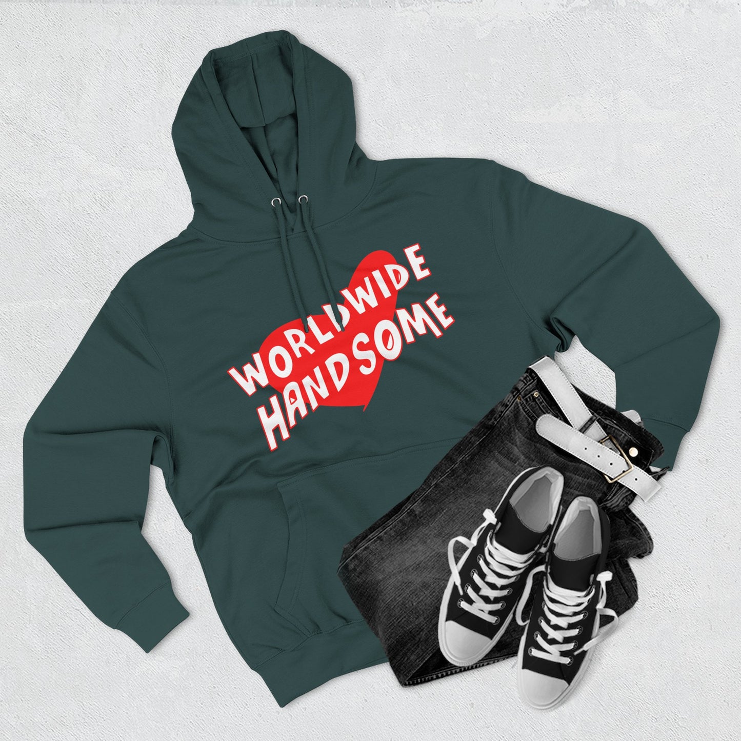 Worldwide Handsome Heart Three-Panel Fleece Hoodie - snazzymerch