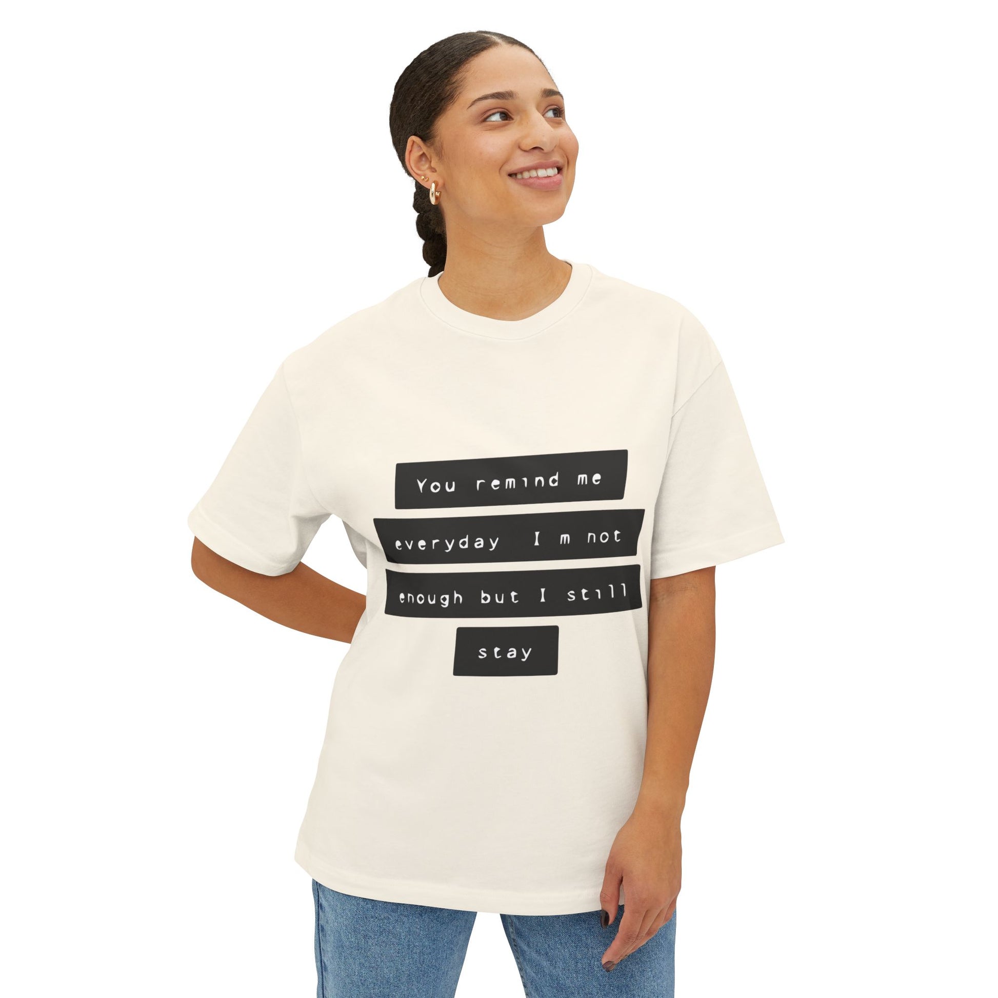 Emotional Line Text Unisex Oversized Boxy Tee - snazzymerch