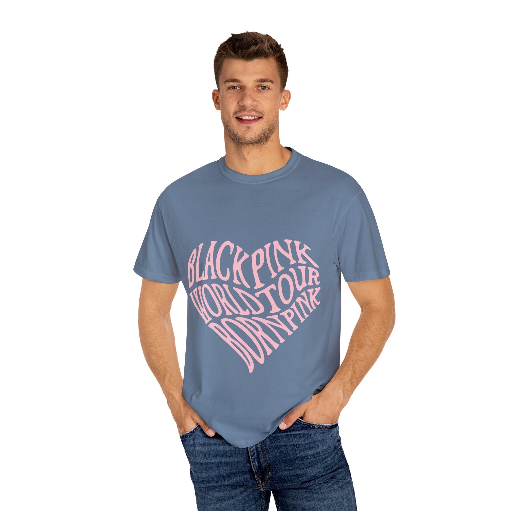 Born Pink Heart Typography – Dyed T-shirt Printify