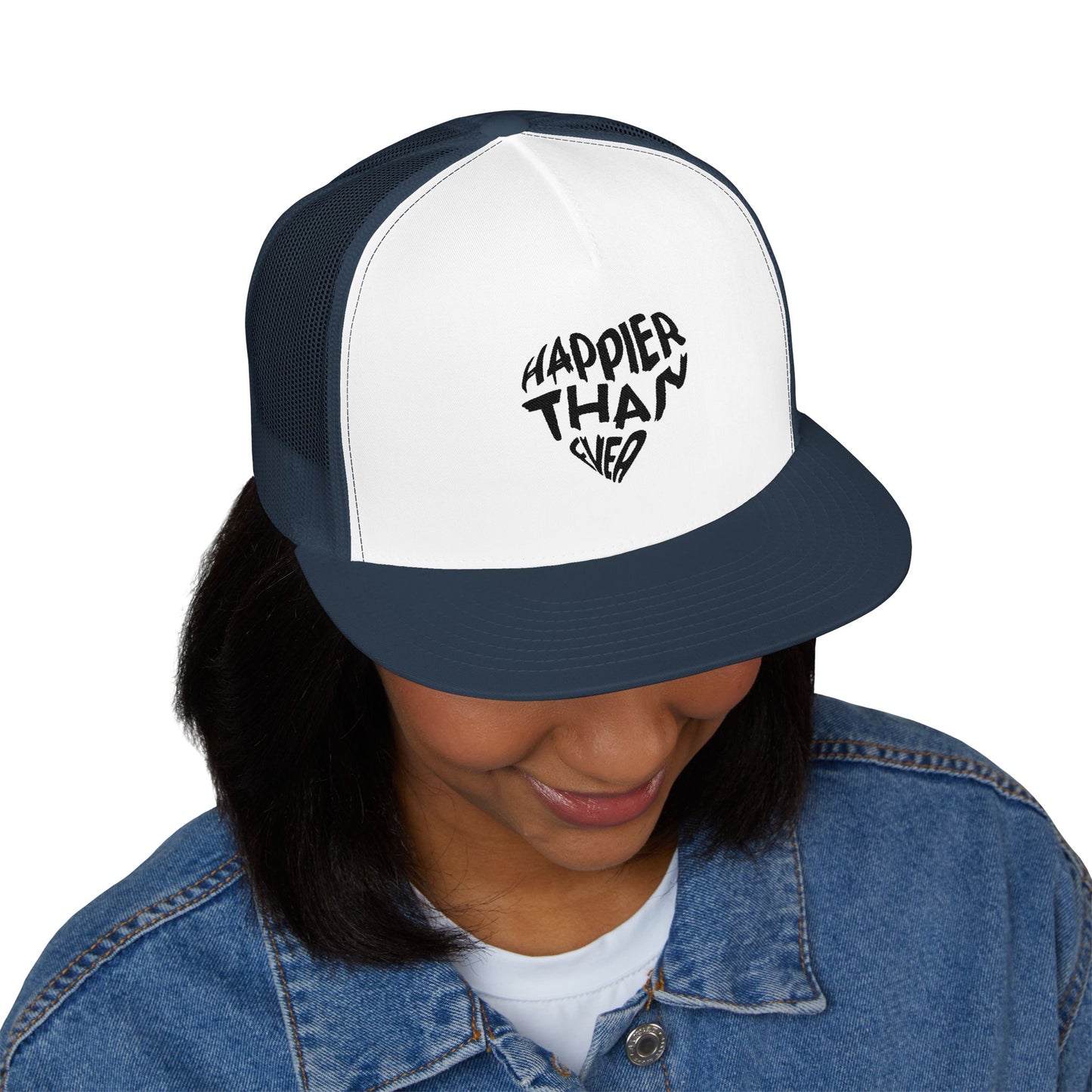 Billie Eilish Inspired Trucker Cap – Happier Heart Lettering Edition Printify