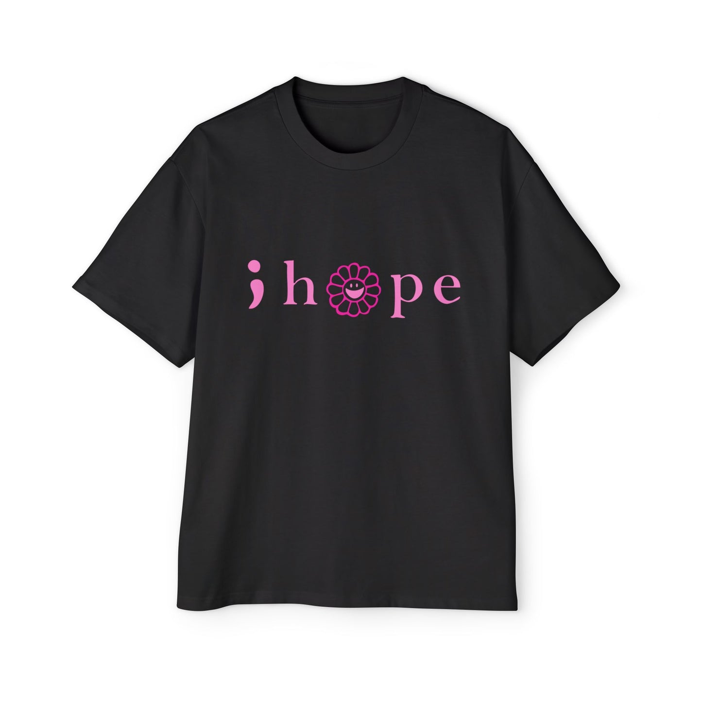 Pink Hope Smile Men's Heavy Oversized Tee - snazzymerch