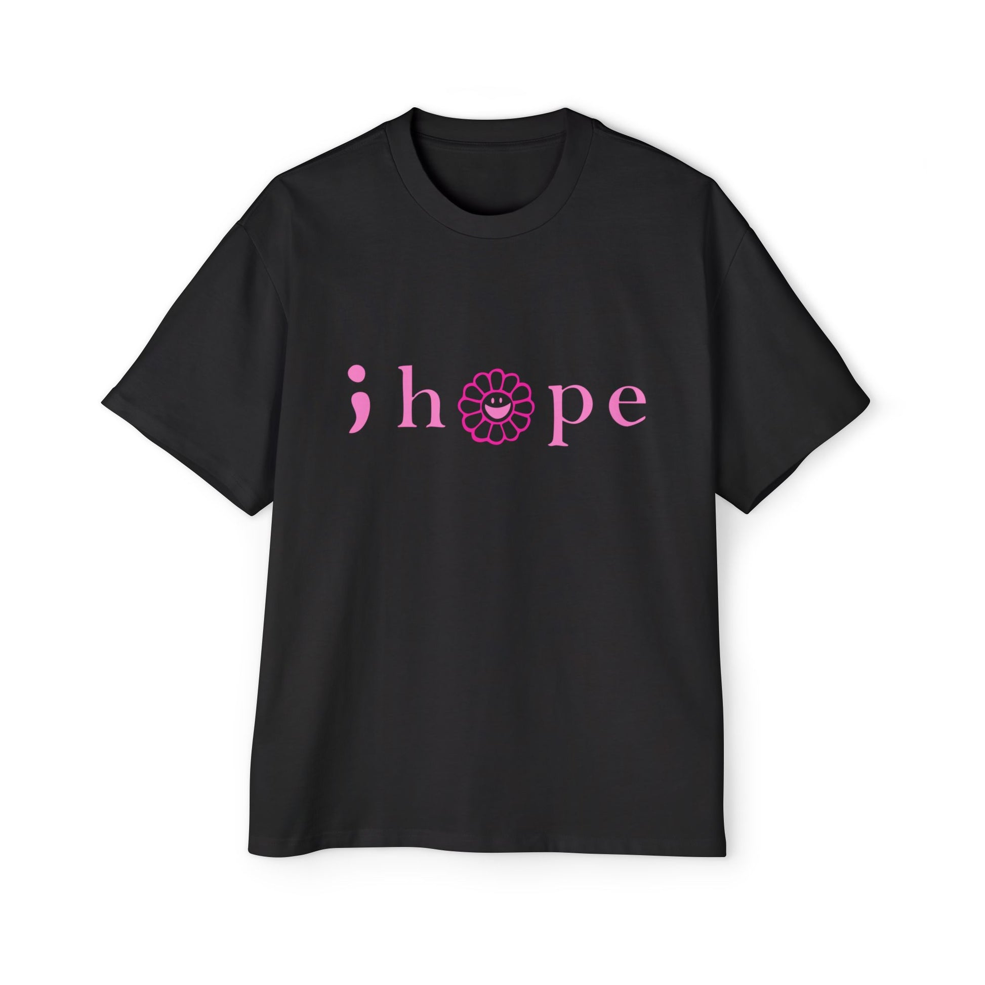 Pink Hope Smile Men's Heavy Oversized Tee - snazzymerch