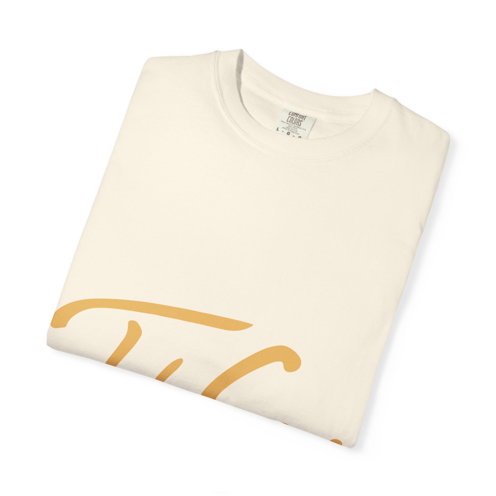 Take Care Gold Script Dyed Tshirt Printify