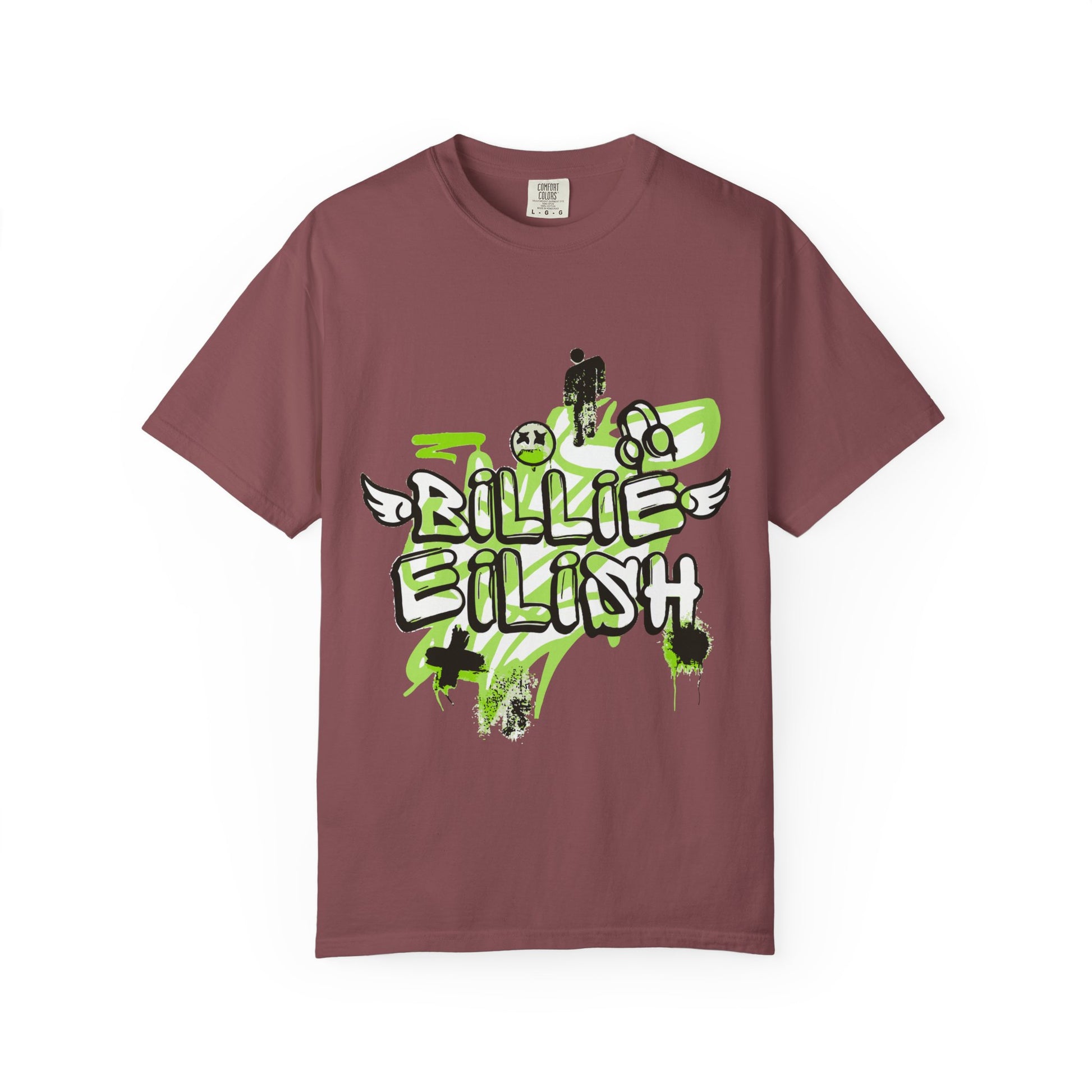 Billie Eilish Inspired Dyed T-shirt – Grunge Angel Graffiti Edition Printify