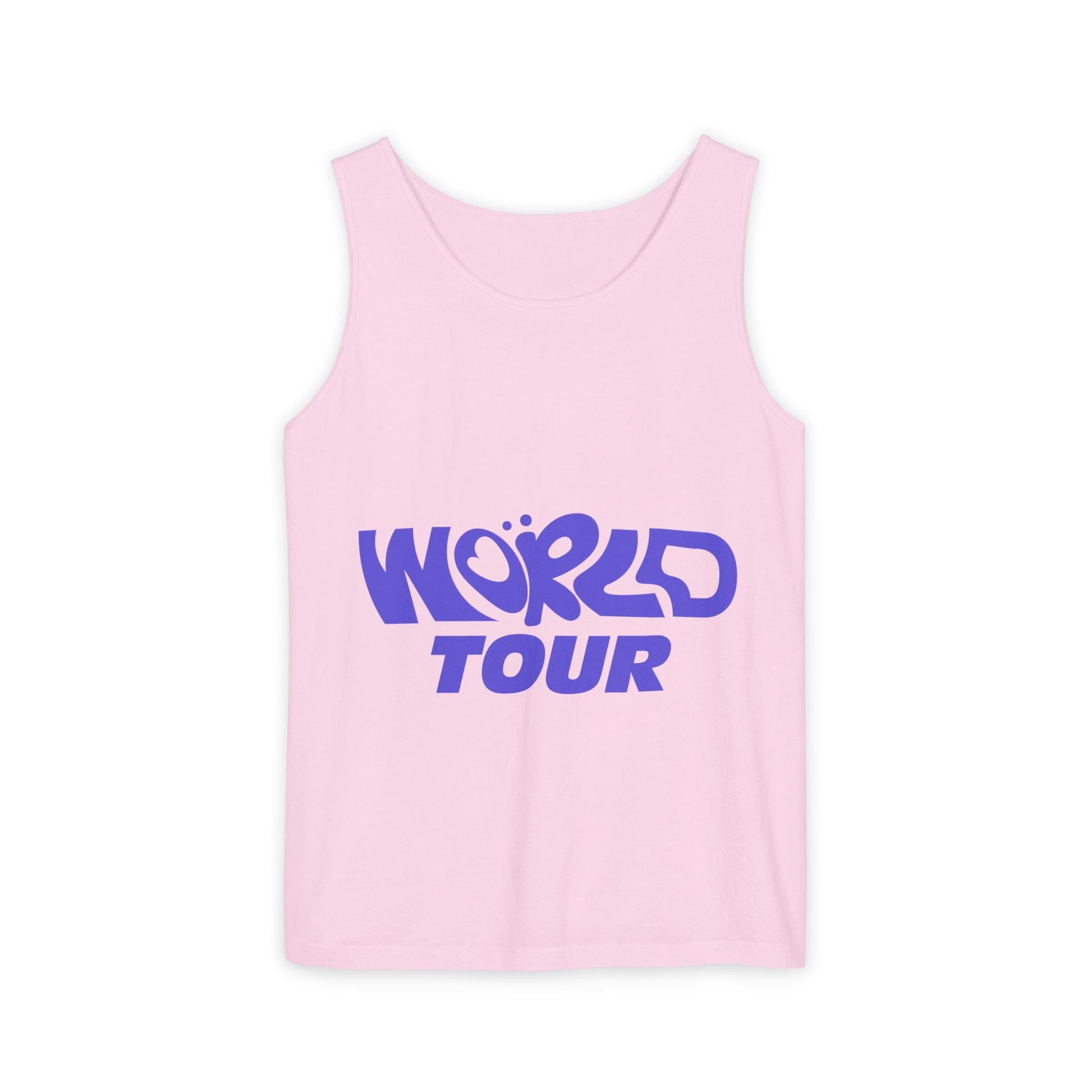 World Tour Bubble Letter-Dyed Tank Top Printify