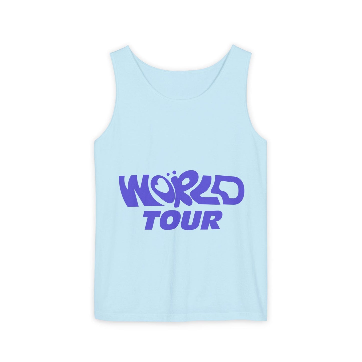 World Tour Bubble Letter-Dyed Tank Top Printify