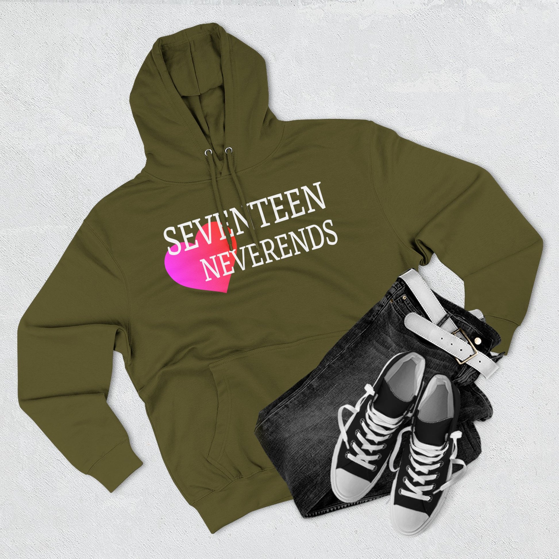 Never Ends Heart Three-Panel Fleece Hoodie - snazzymerch