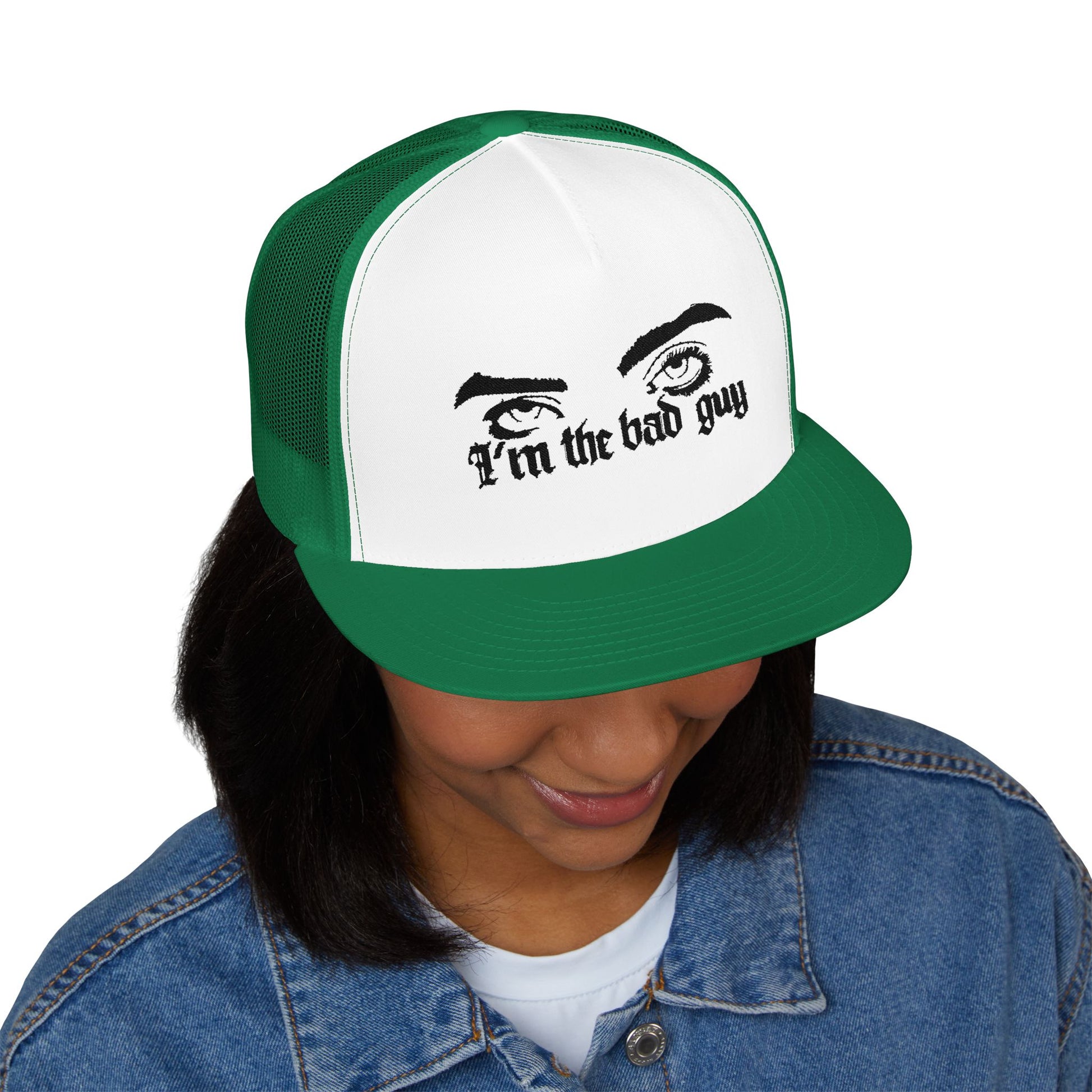 Billie Eilish Inspired Trucker Cap – Eyes & Shadows Gothic Edition Printify