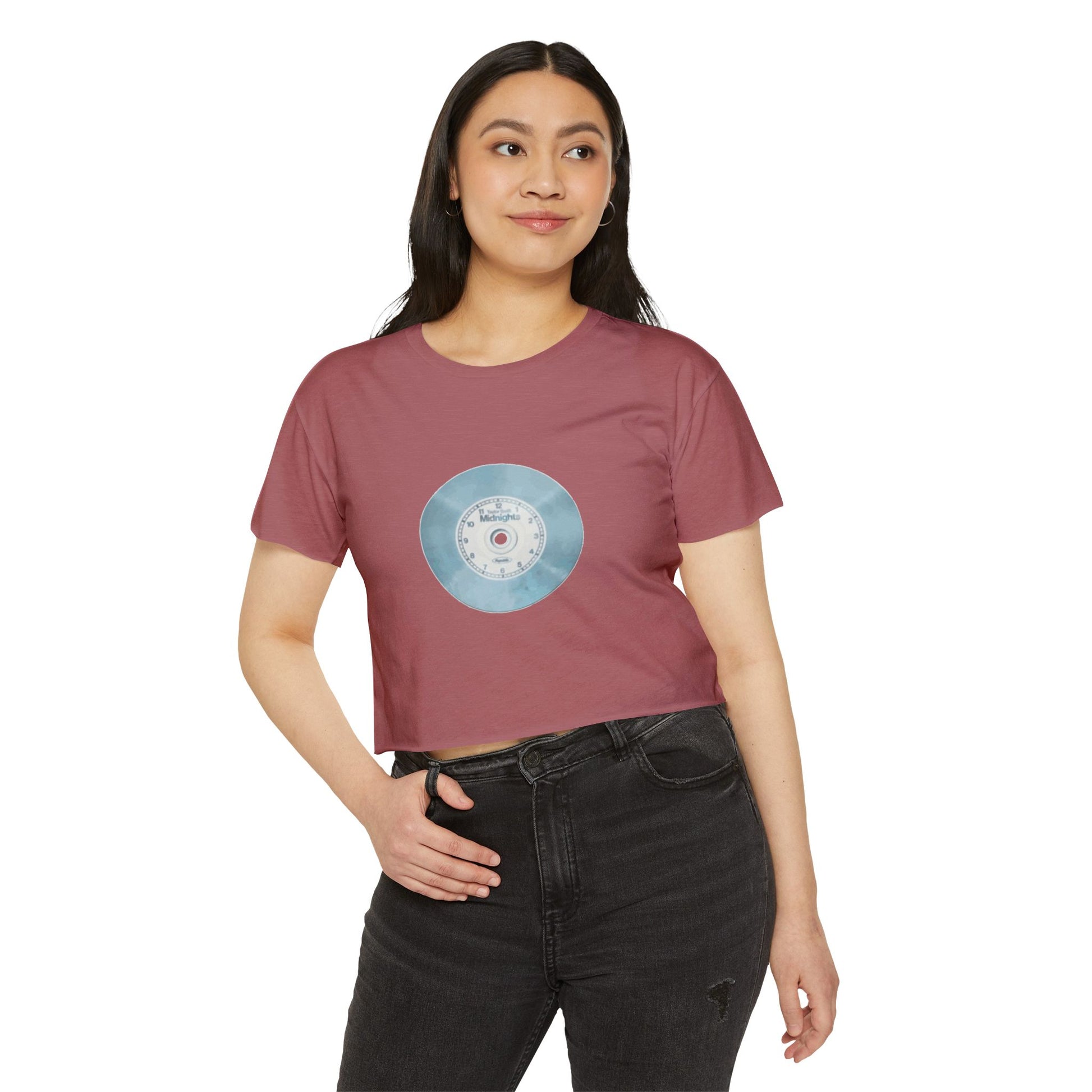 Midnight Vinyl Vibes Women's Festival Crop Top - snazzymerch