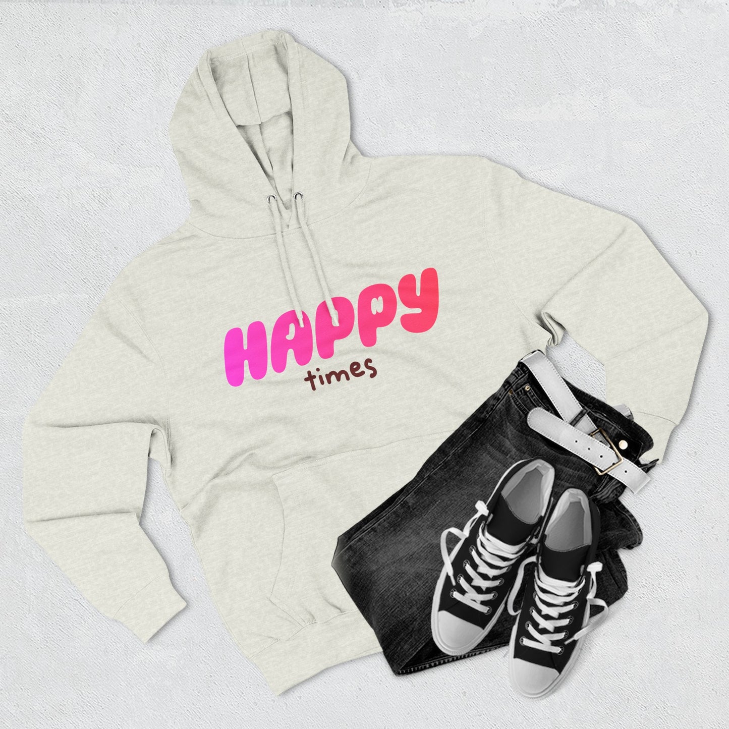 Happy Times Gradient Three-Panel Fleece Hoodie - snazzymerch