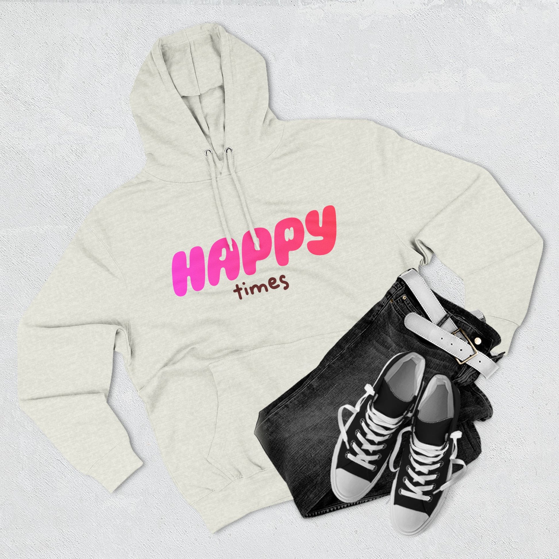 Happy Times Gradient Three-Panel Fleece Hoodie - snazzymerch