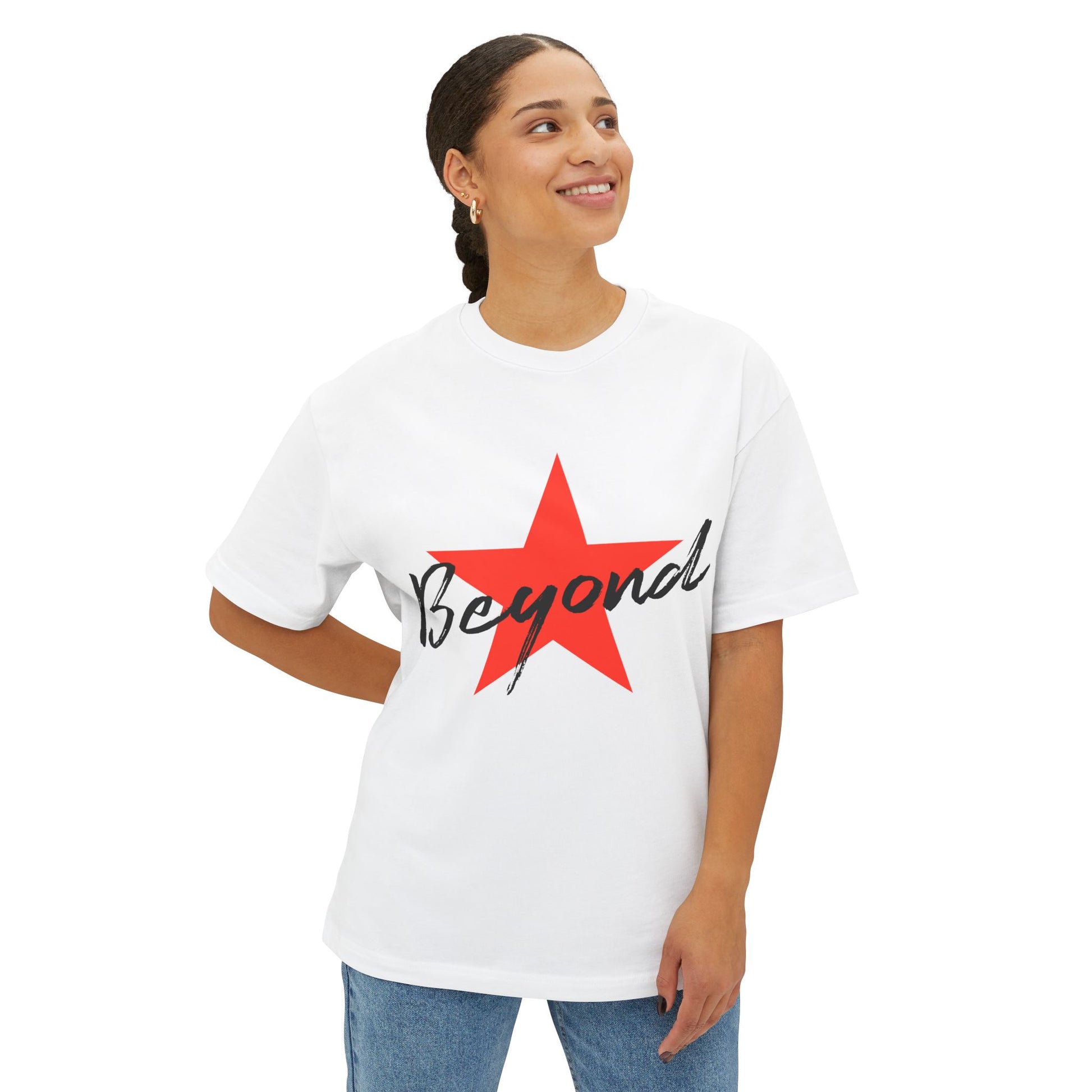 Red Star “Beyond” Unisex Oversized Boxy Tee - snazzymerch