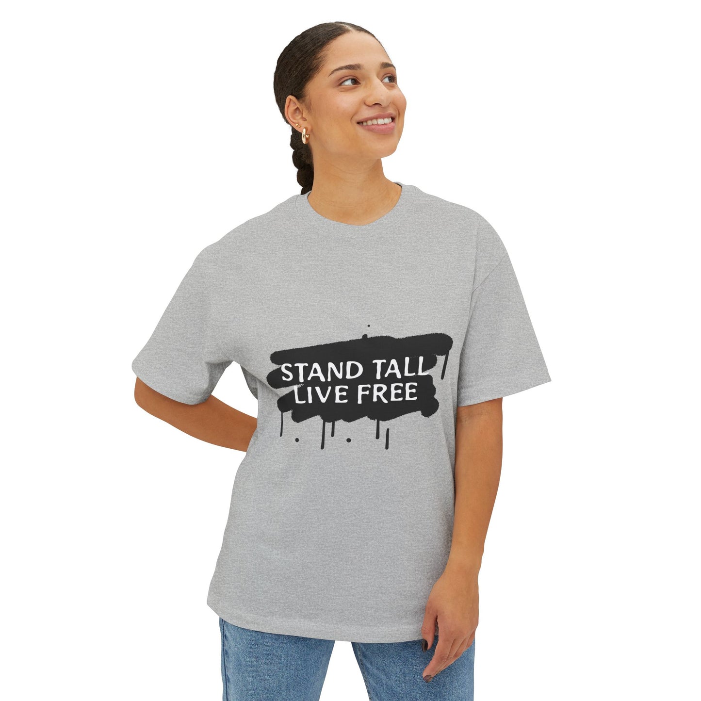 Stand Tall Live Free Unisex oversized Boxy Tee - snazzymerch