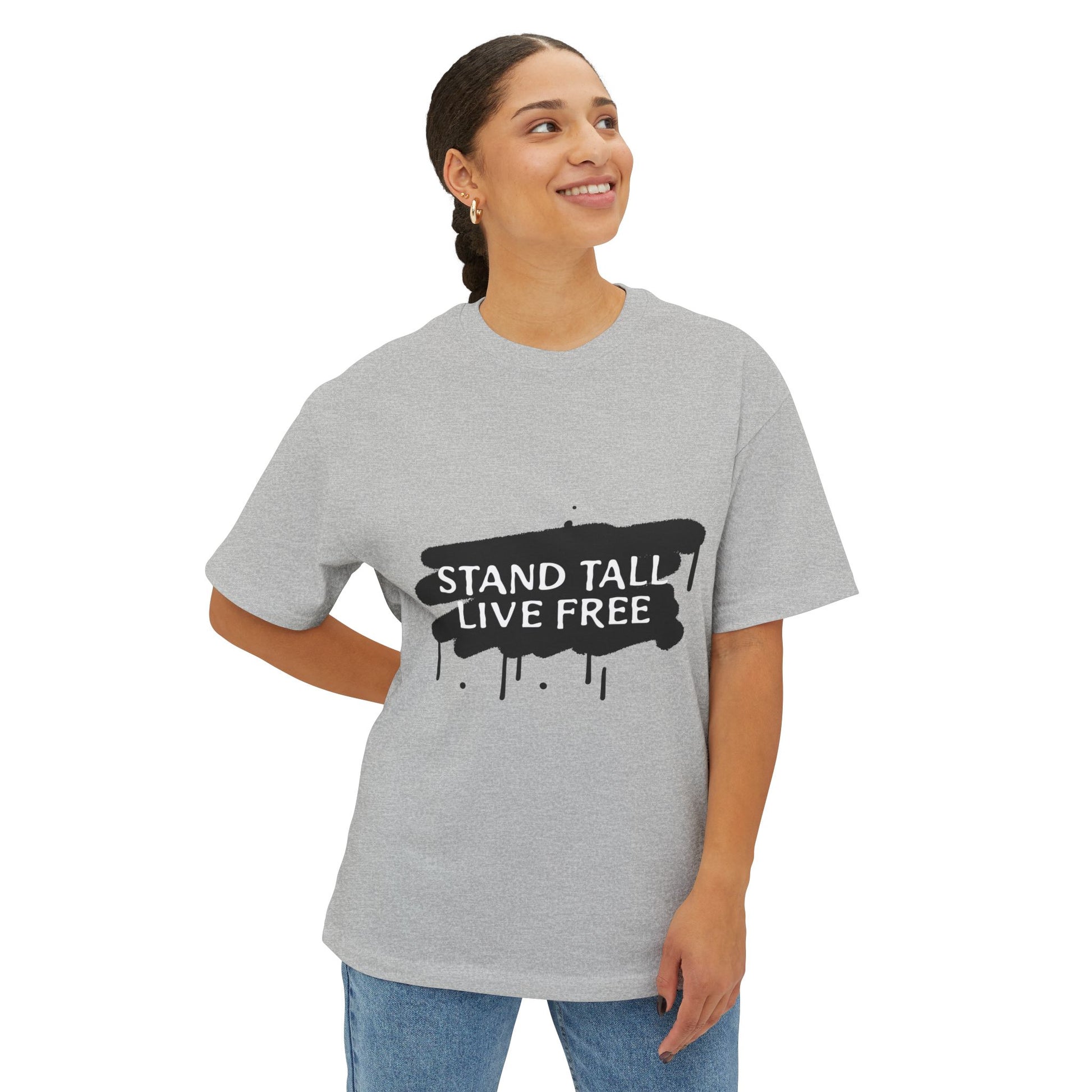 Stand Tall Live Free Unisex oversized Boxy Tee - snazzymerch