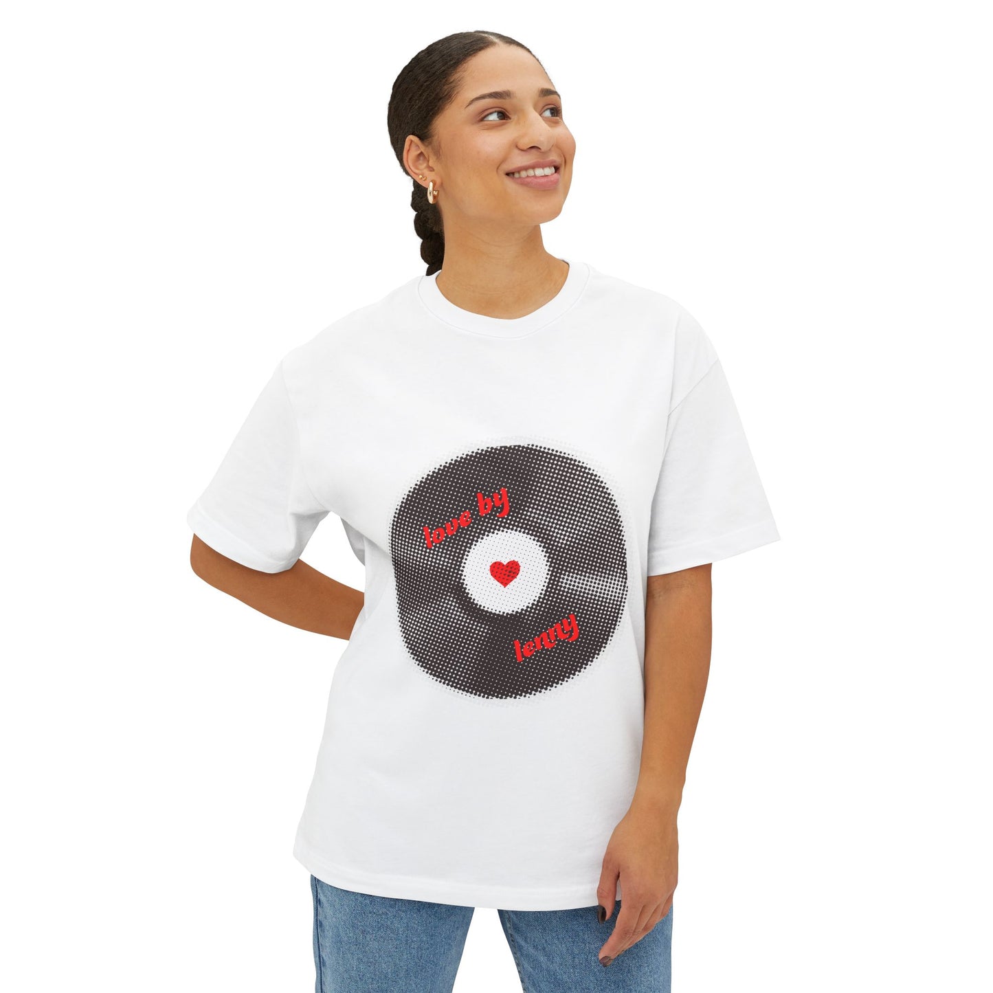Vinyl Love Spin Unisex Oversized Boxy tee Printify