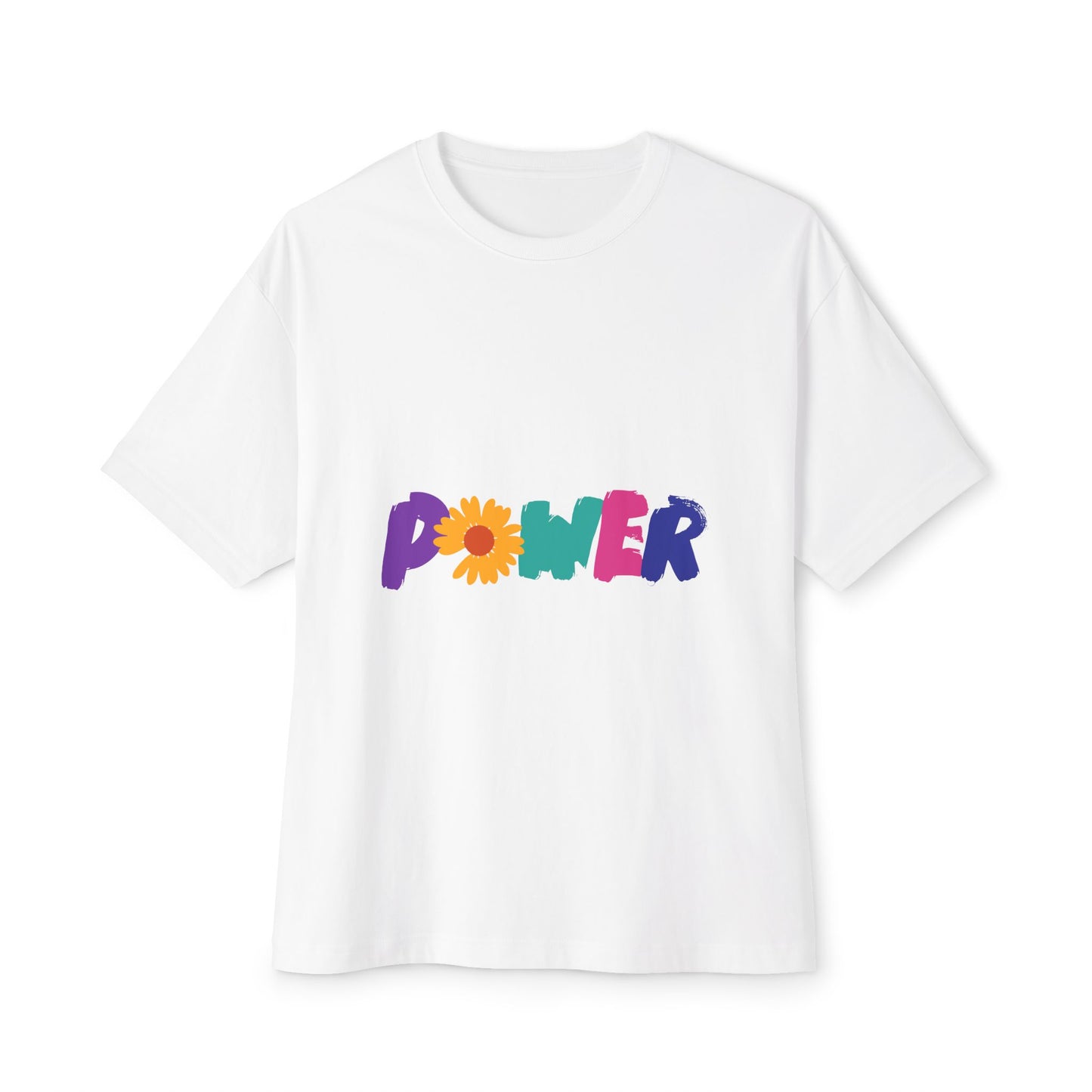 Retro Flower Power Color Pop Unisex Oversized Boxy Tee - snazzymerch