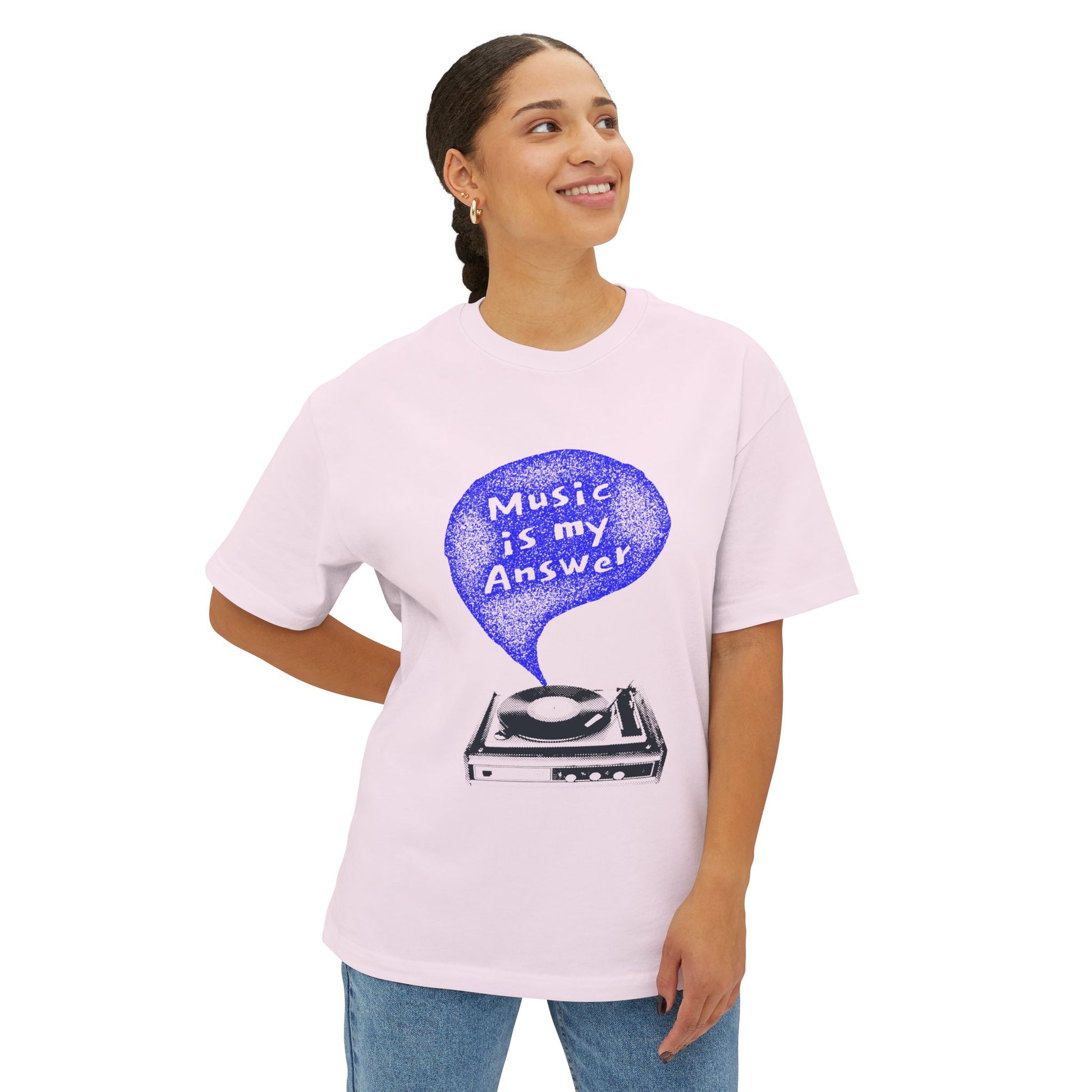 Music Is My Answer Unisex oversized Boxy Tee - snazzymerch