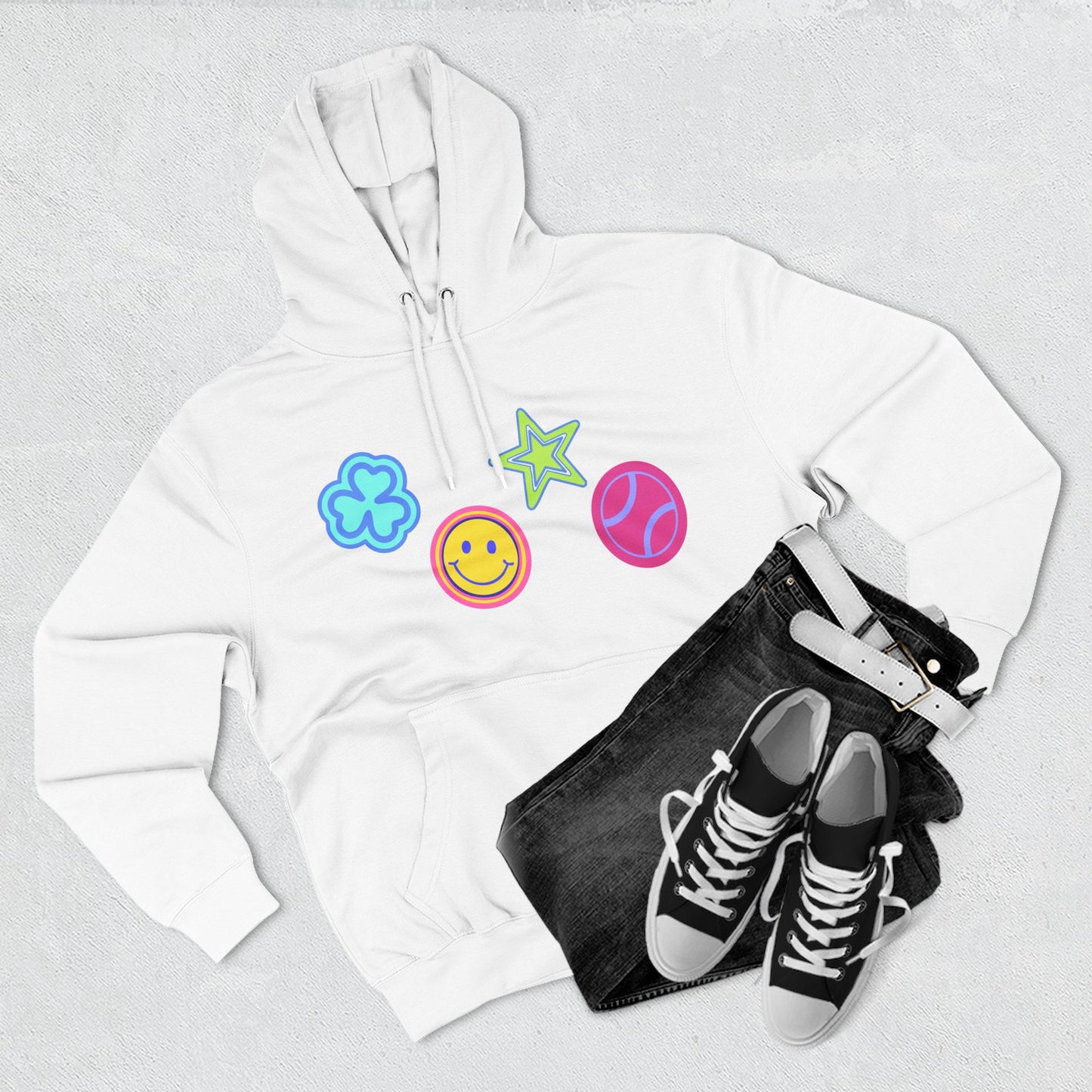 Lucky Star & Clover Patch Three-Panel Fleece Hoodie - snazzymerch