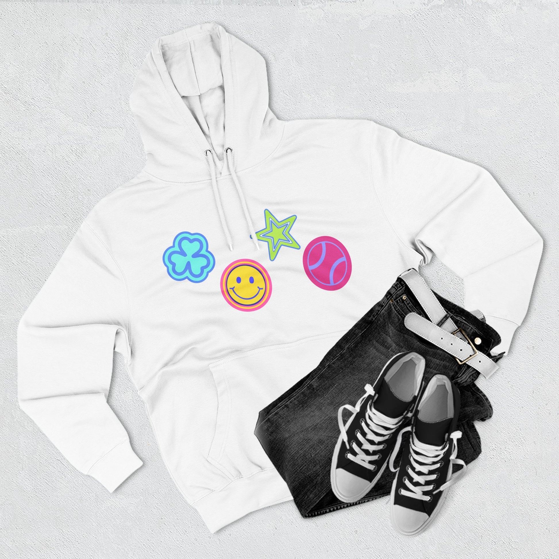 Lucky Star & Clover Patch Three-Panel Fleece Hoodie - snazzymerch