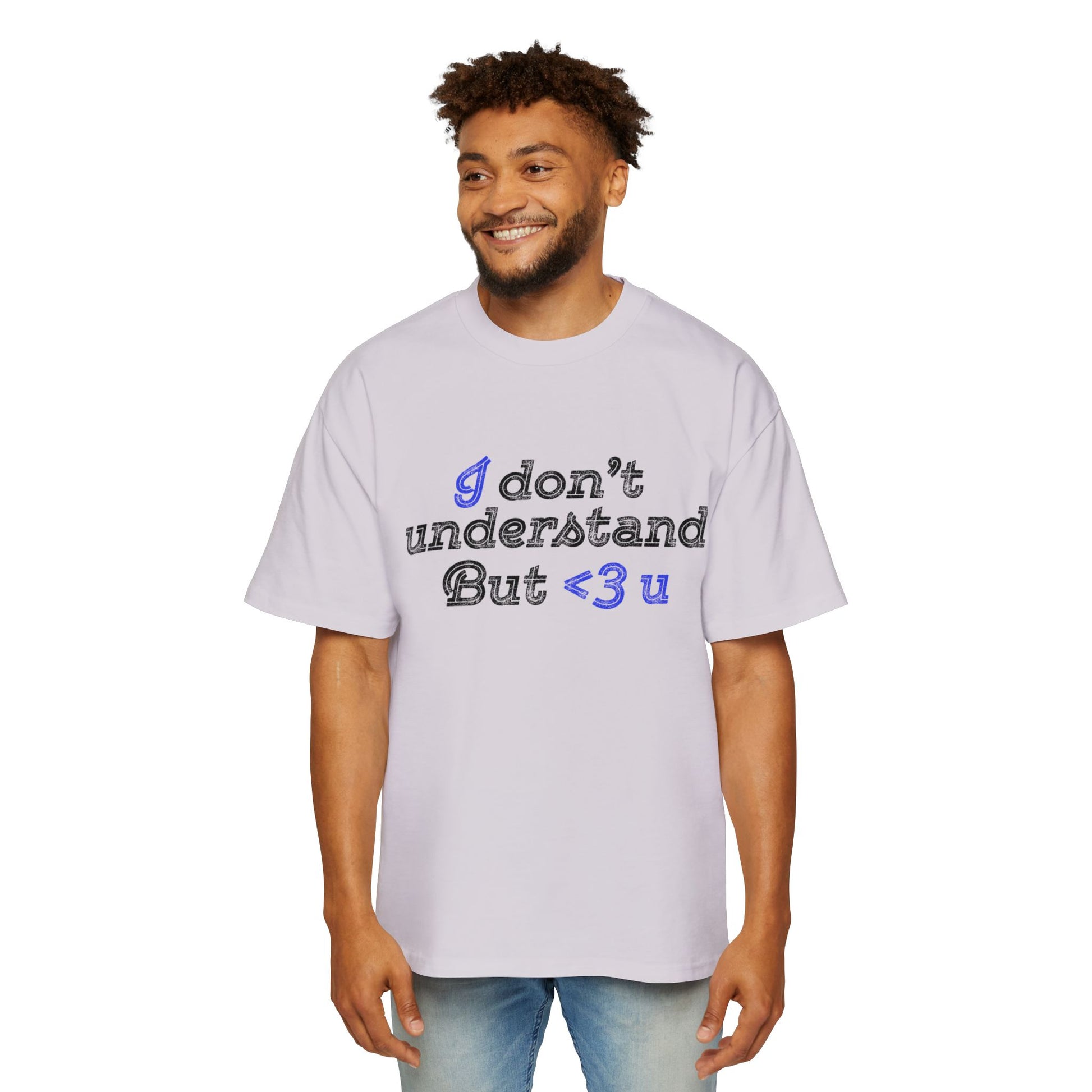 I <3 U Blue Type Men's Heavy Oversized Tee - snazzymerch