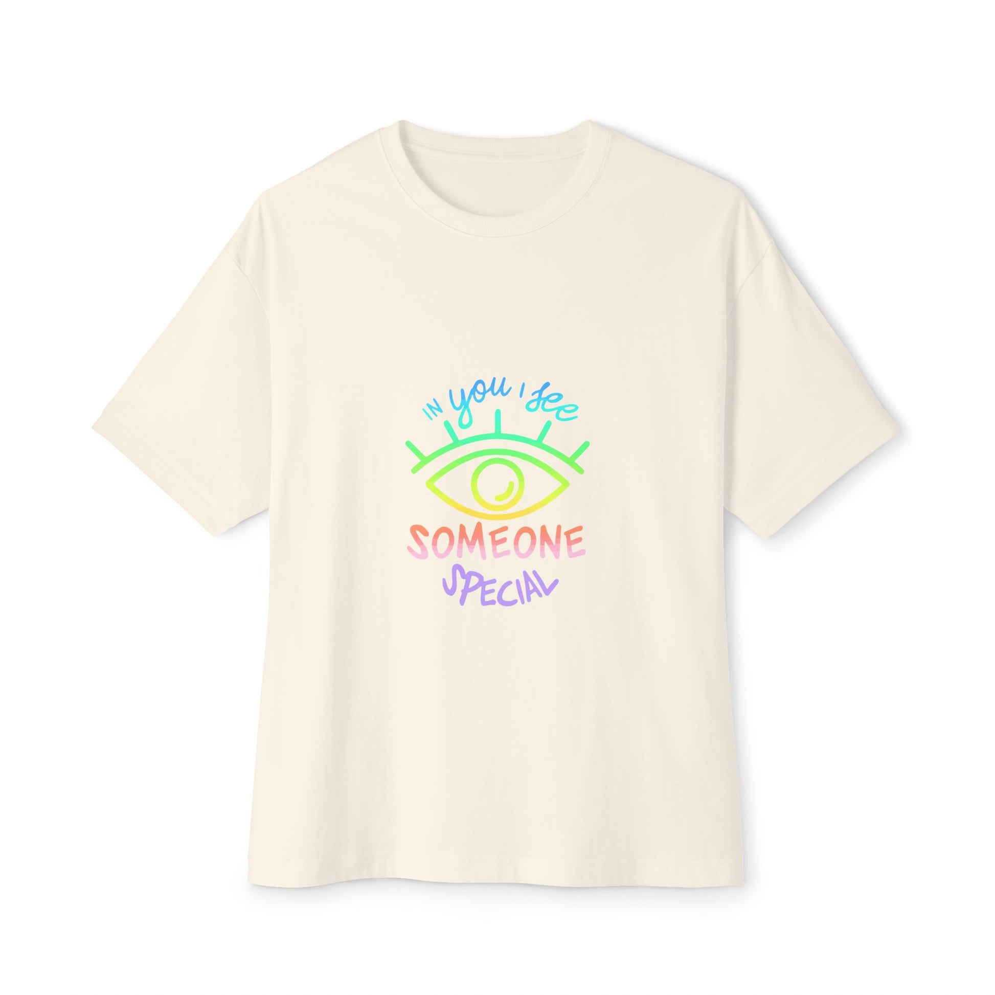 Vibrant Eye and Text Unisex Oversized Boxy Tee Printify