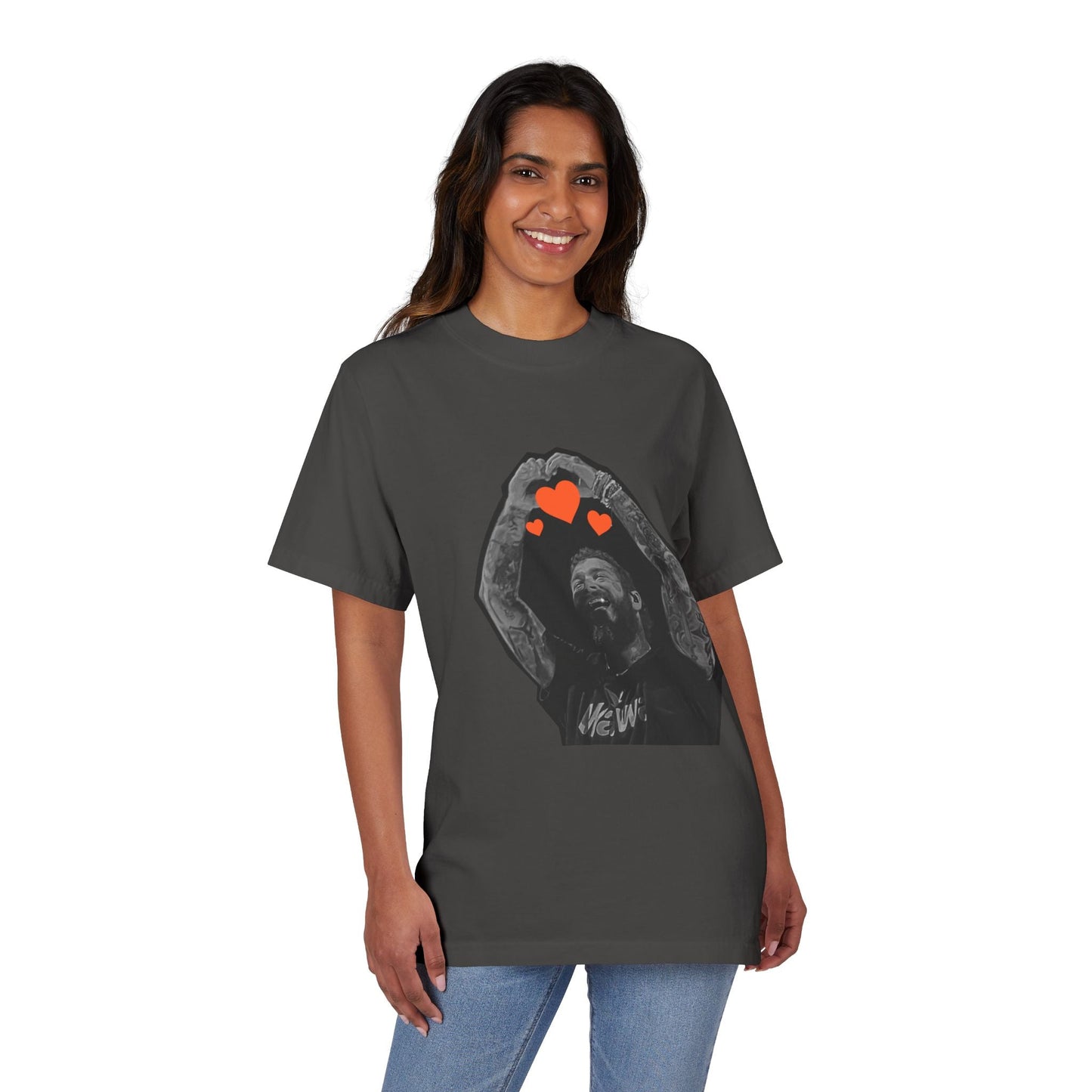 Unisex Garment-Dyed Drop-Shoulder T-Shirt – Post Malone Heartfelt Wishes Printify