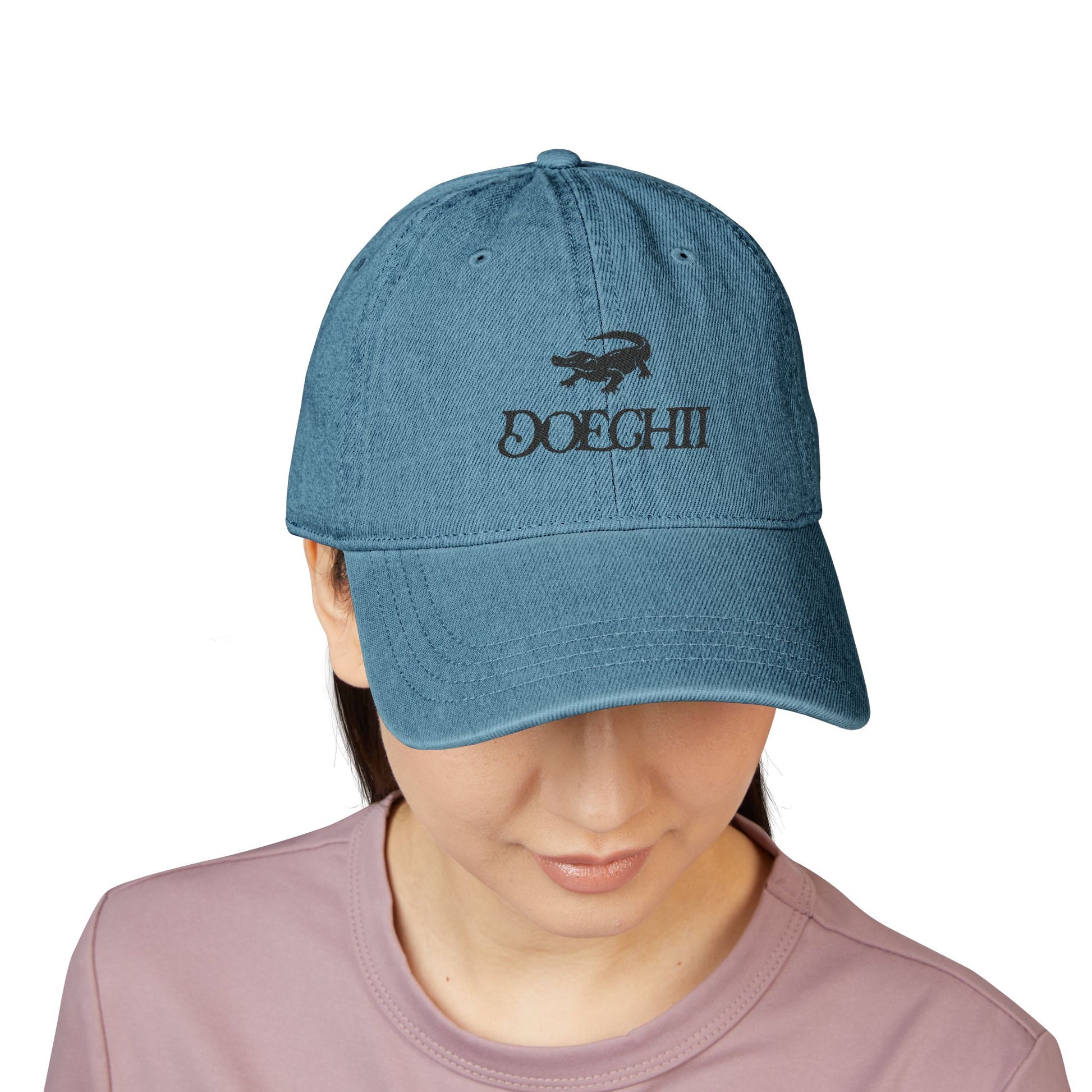 Red Typography Denim Hat (Embroidery) - snazzymerch