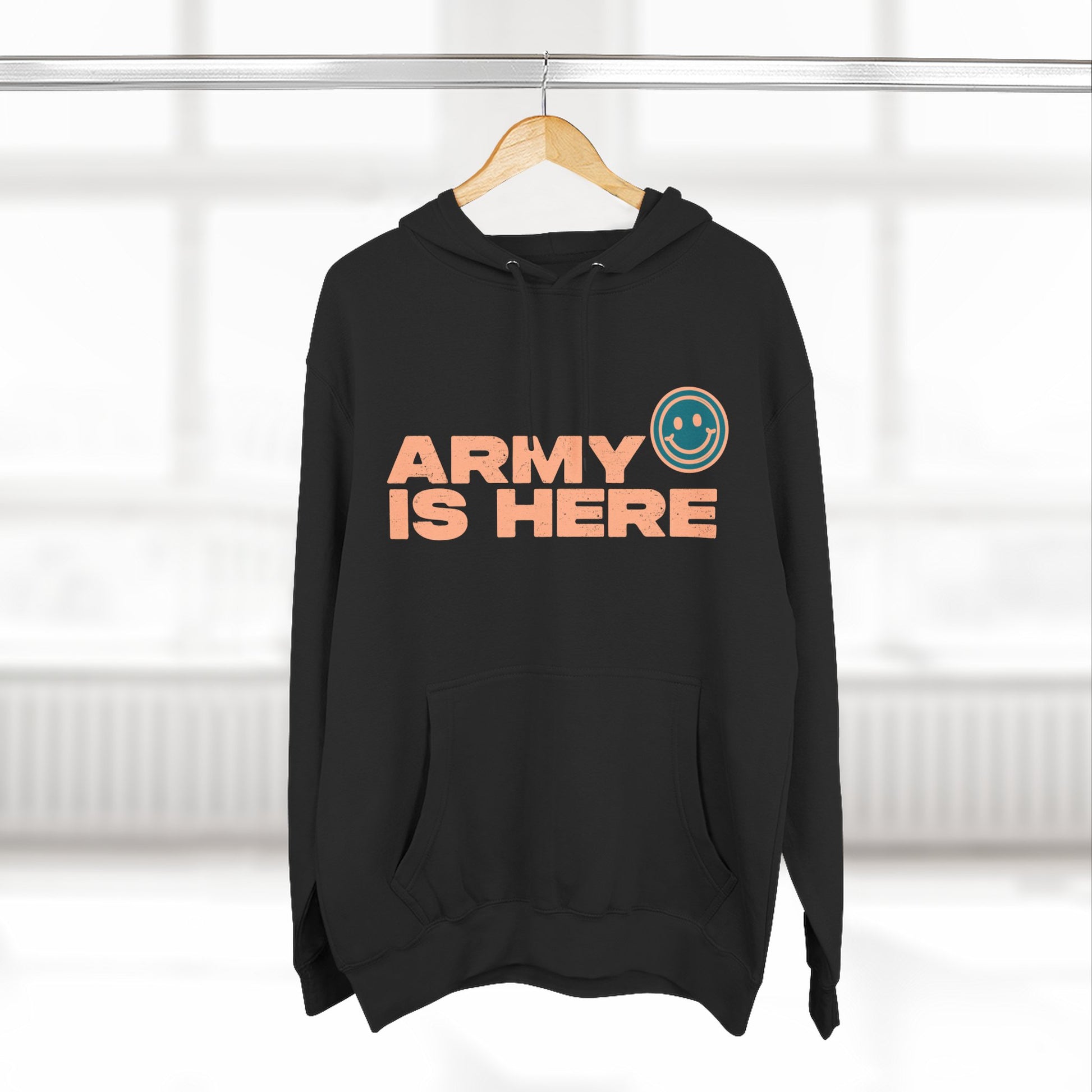 Smiley Army Vibe Three-Panel Fleece Hoodie - snazzymerch