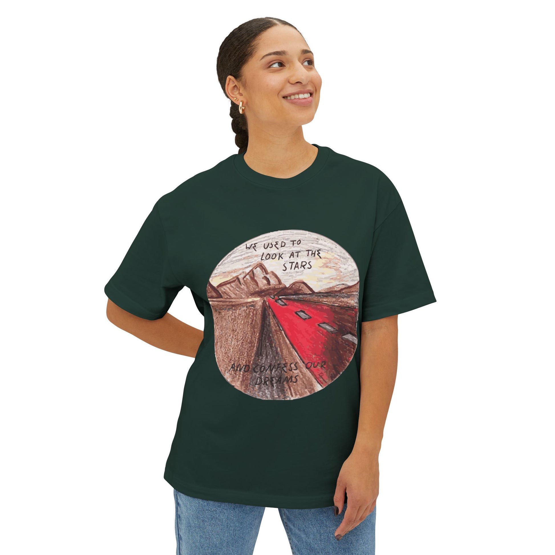 Hand-Drawn Desert Unisex Oversized Boxy Tee - snazzymerch