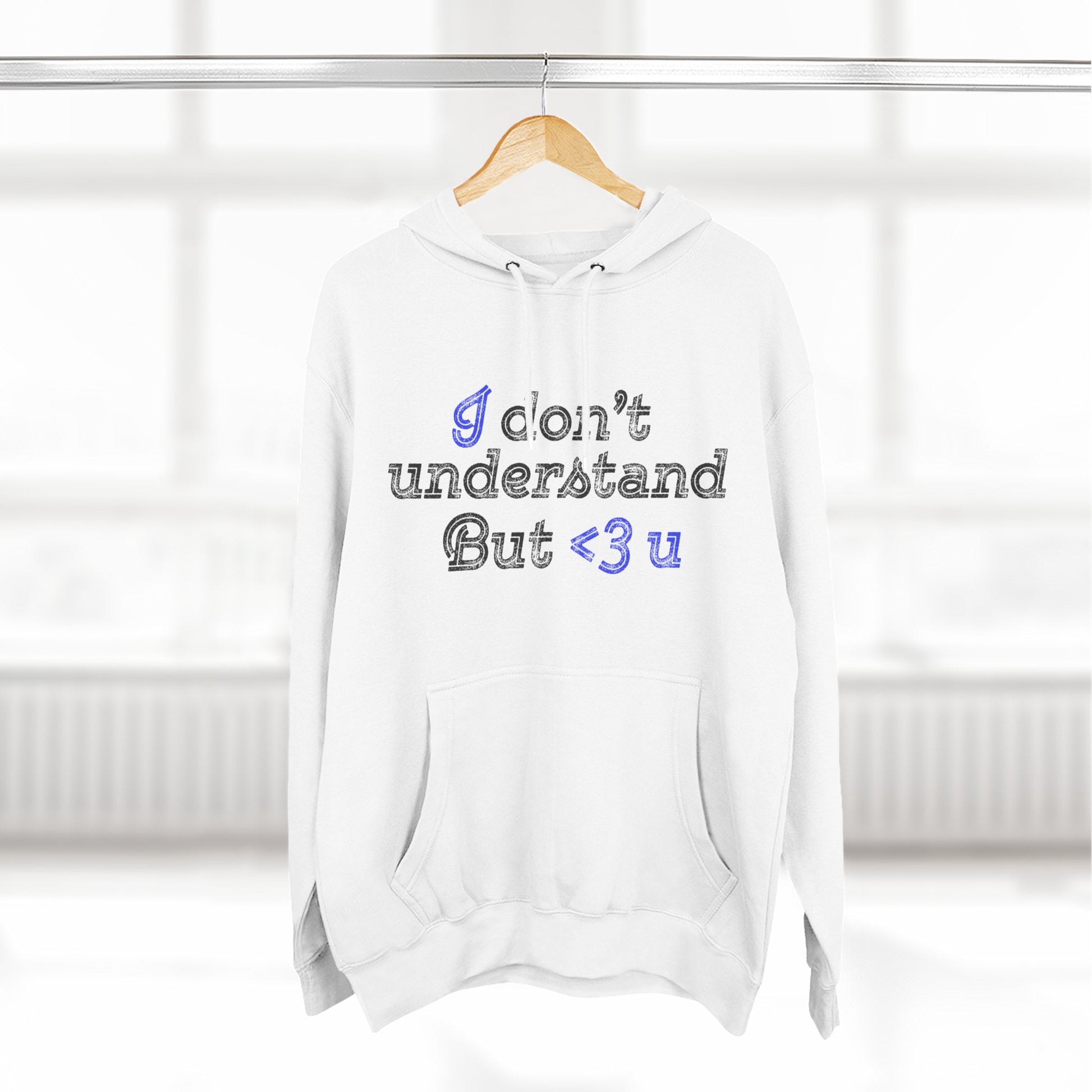 I <3 U Blue Type Three-Panel Fleece Hoodie - snazzymerch
