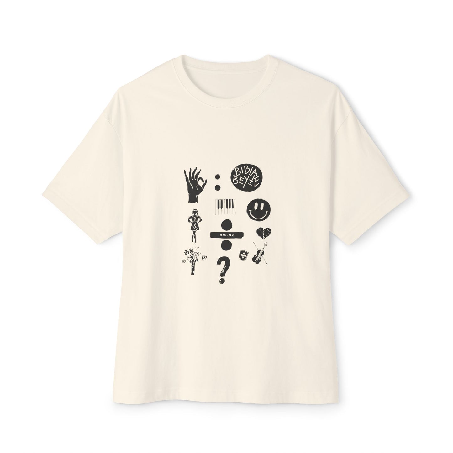 Ocean Wave with Heart Outline Oversized Boxy Tee Printify