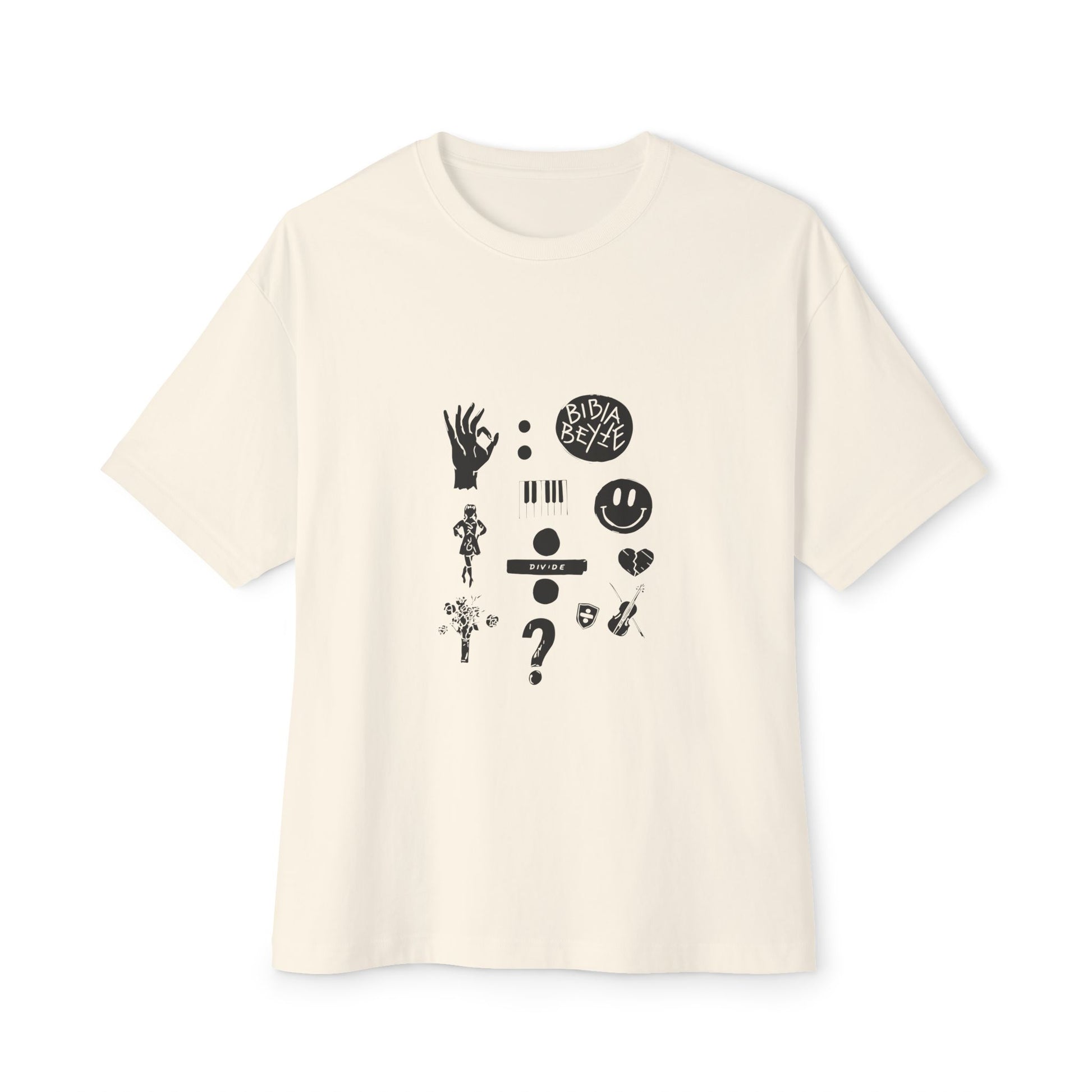 Ocean Wave with Heart Outline Oversized Boxy Tee Printify